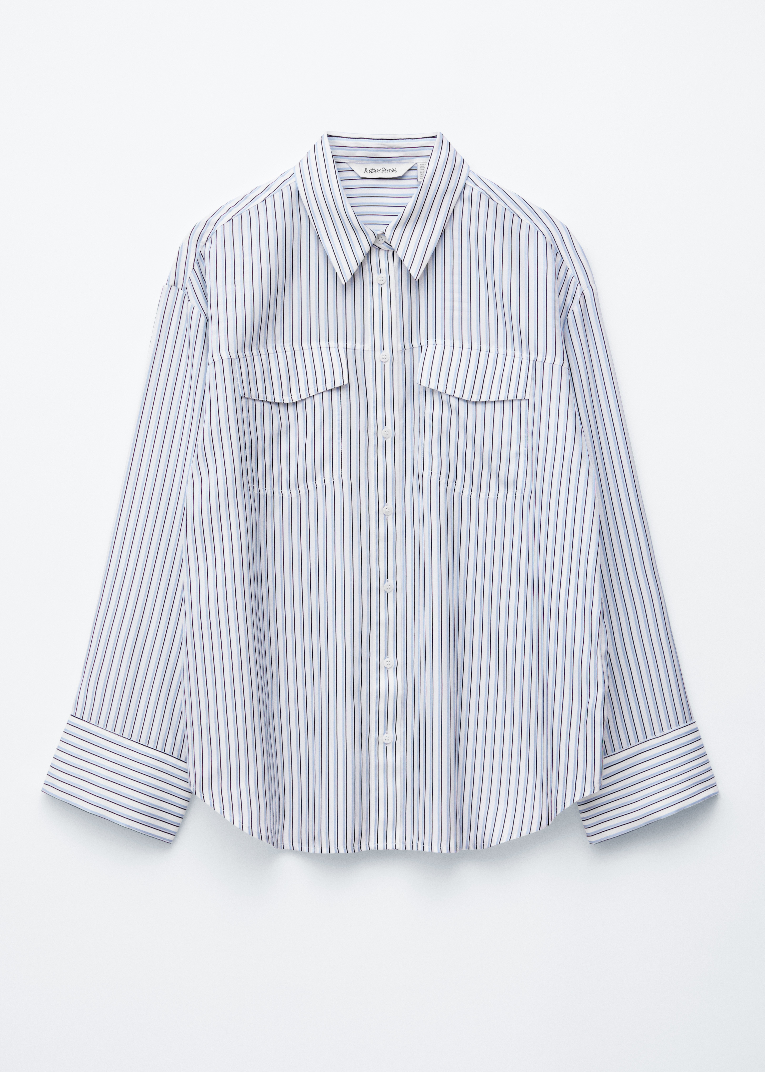 Camisa de rayas con bolsillos de parche - Blanco/Rayas