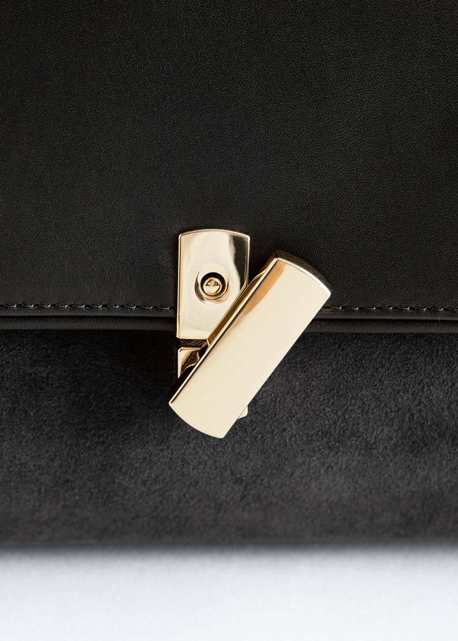 Podwójna skórzana torba crossbody - Czarny/Ciemnoszary - 4