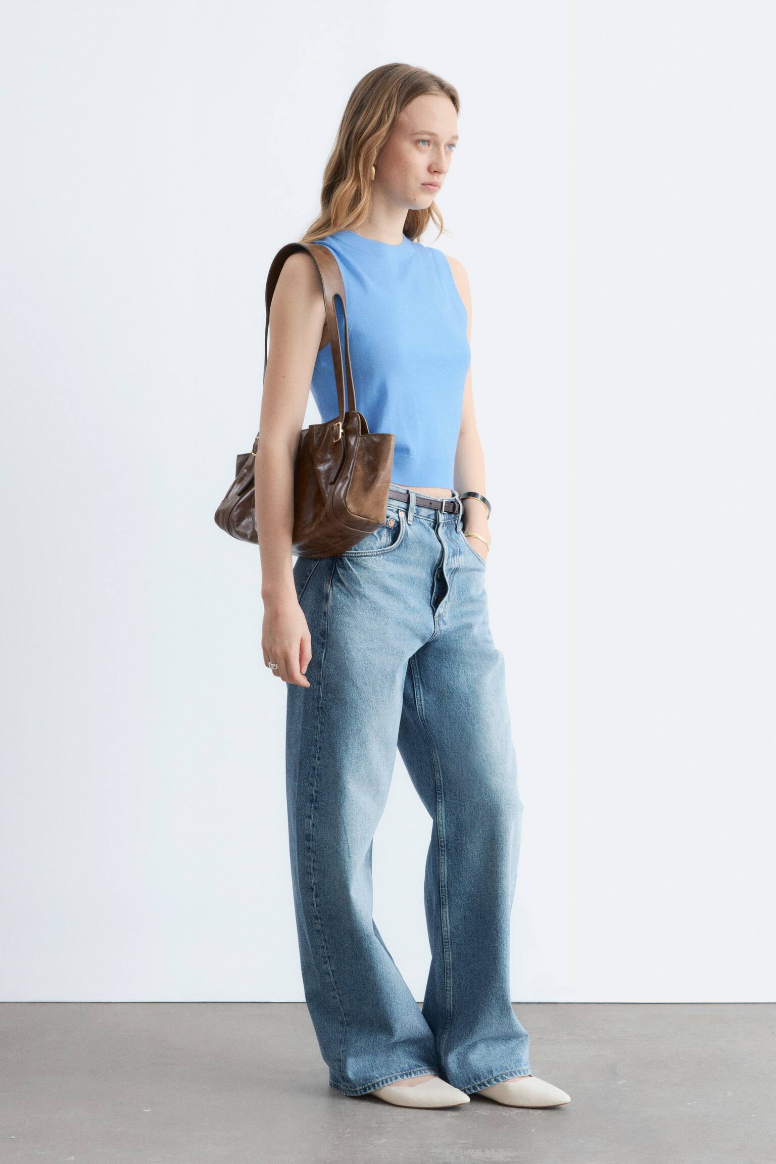 אפודת קשמיר סרוגה - תכלת/אדום - 4