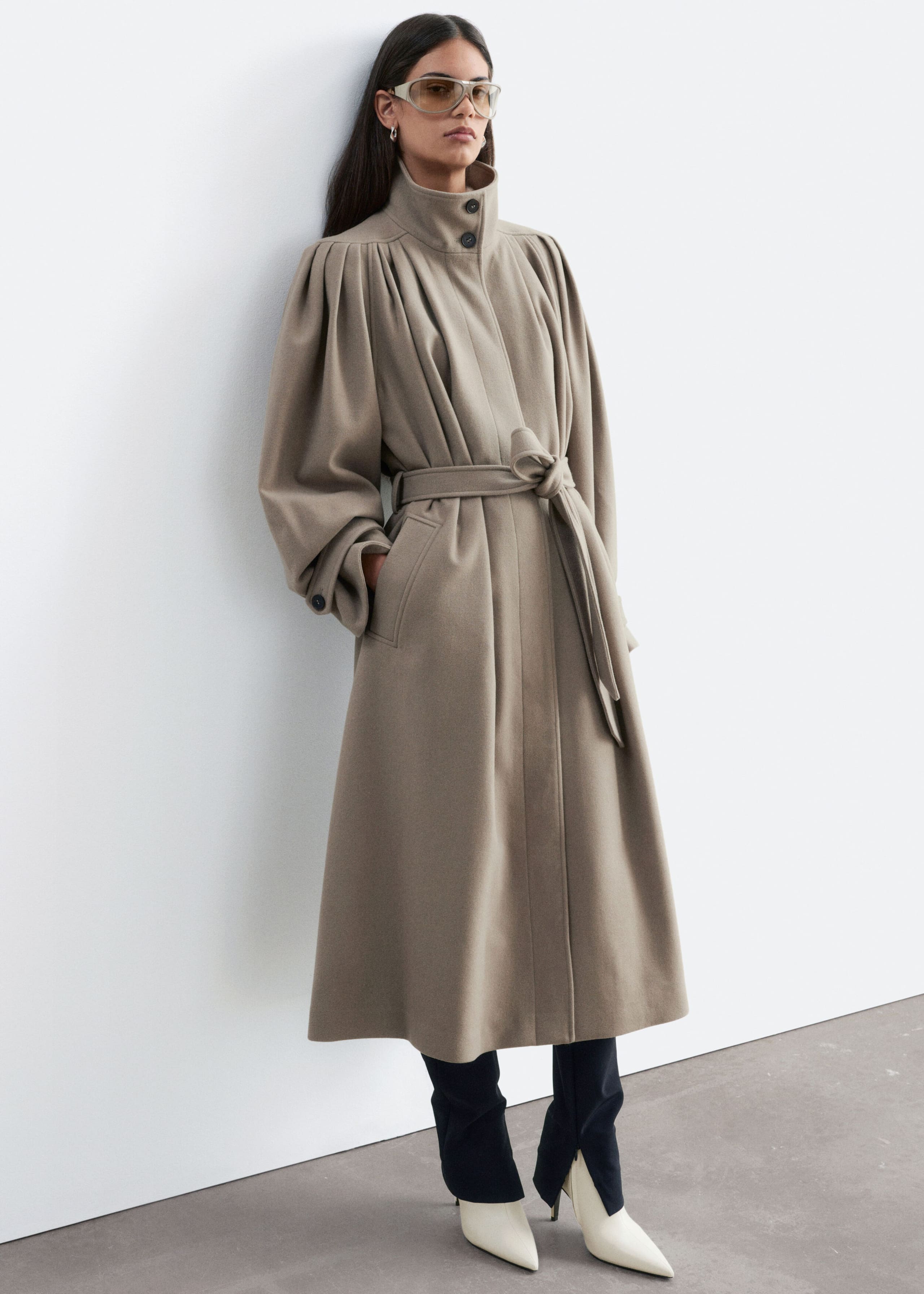 Belted Wool-Lyocell Coat - Mole - Lookbook