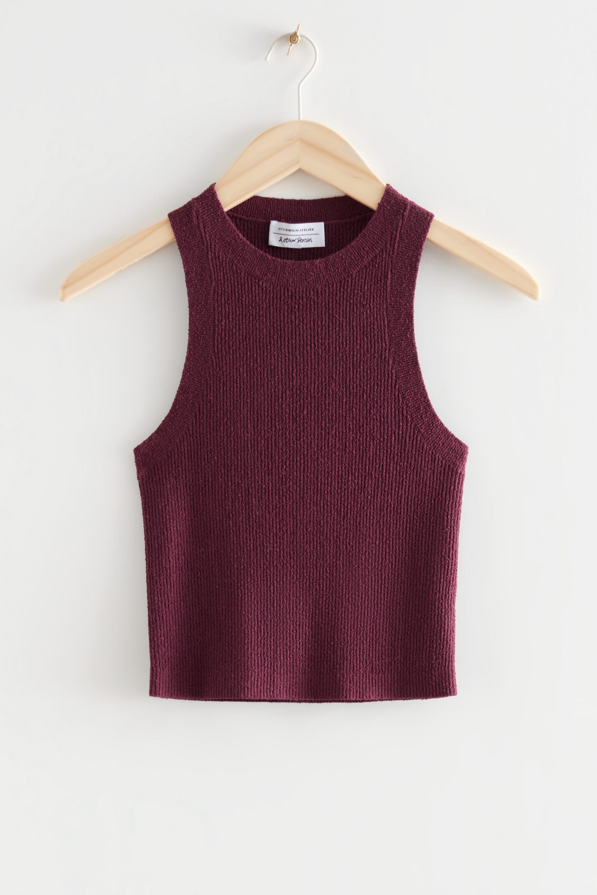 View larger image: Knitted Silk Blend Cropped Tank Top - Dark Red - Ladies | H&M GB 1