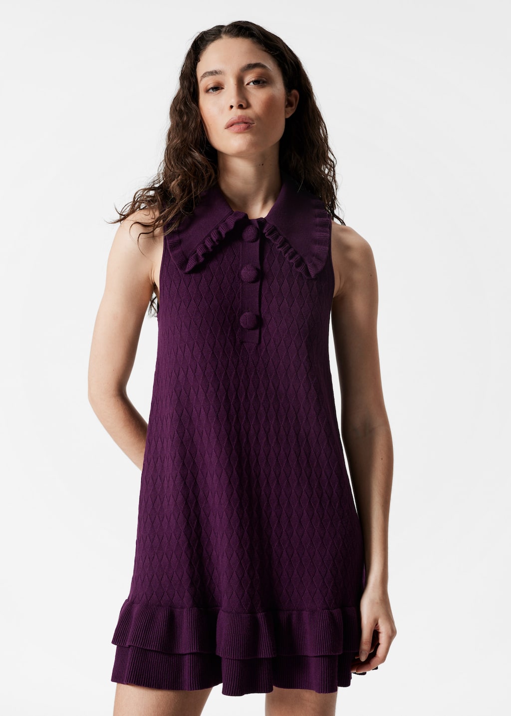 Image of Knitted Frill Mini Dress