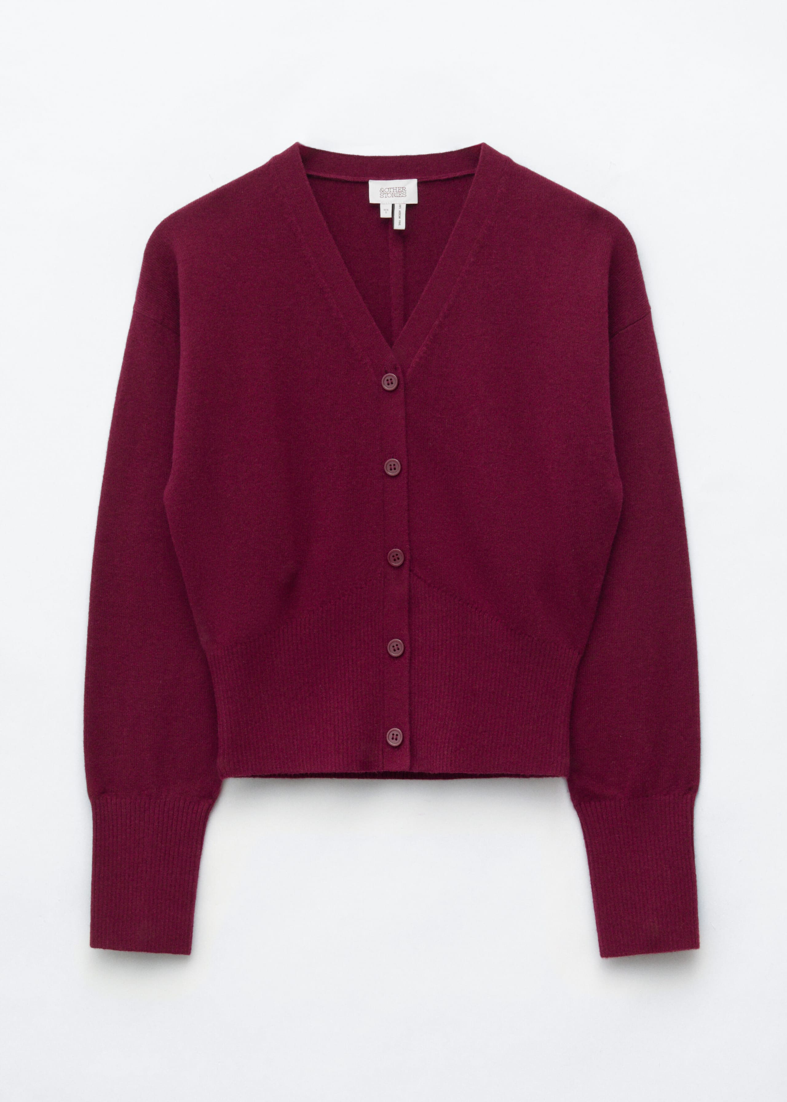Wool Corset Rib Cardigan - Burgundy - Lookbook