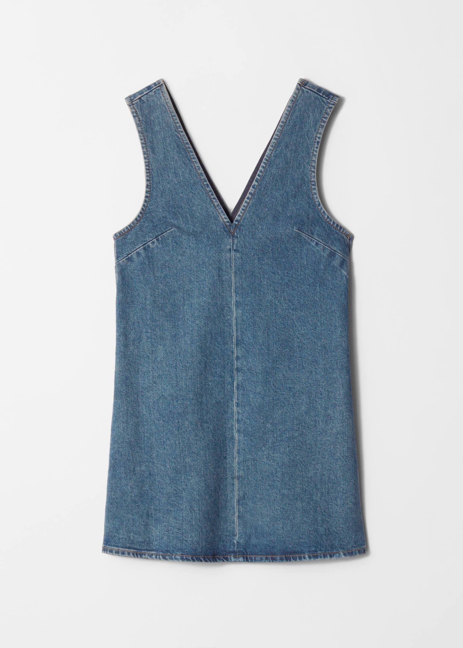 Sukienka mini z denimu z dekoltem w szpic - Niebieski/Ciemnoniebieski
