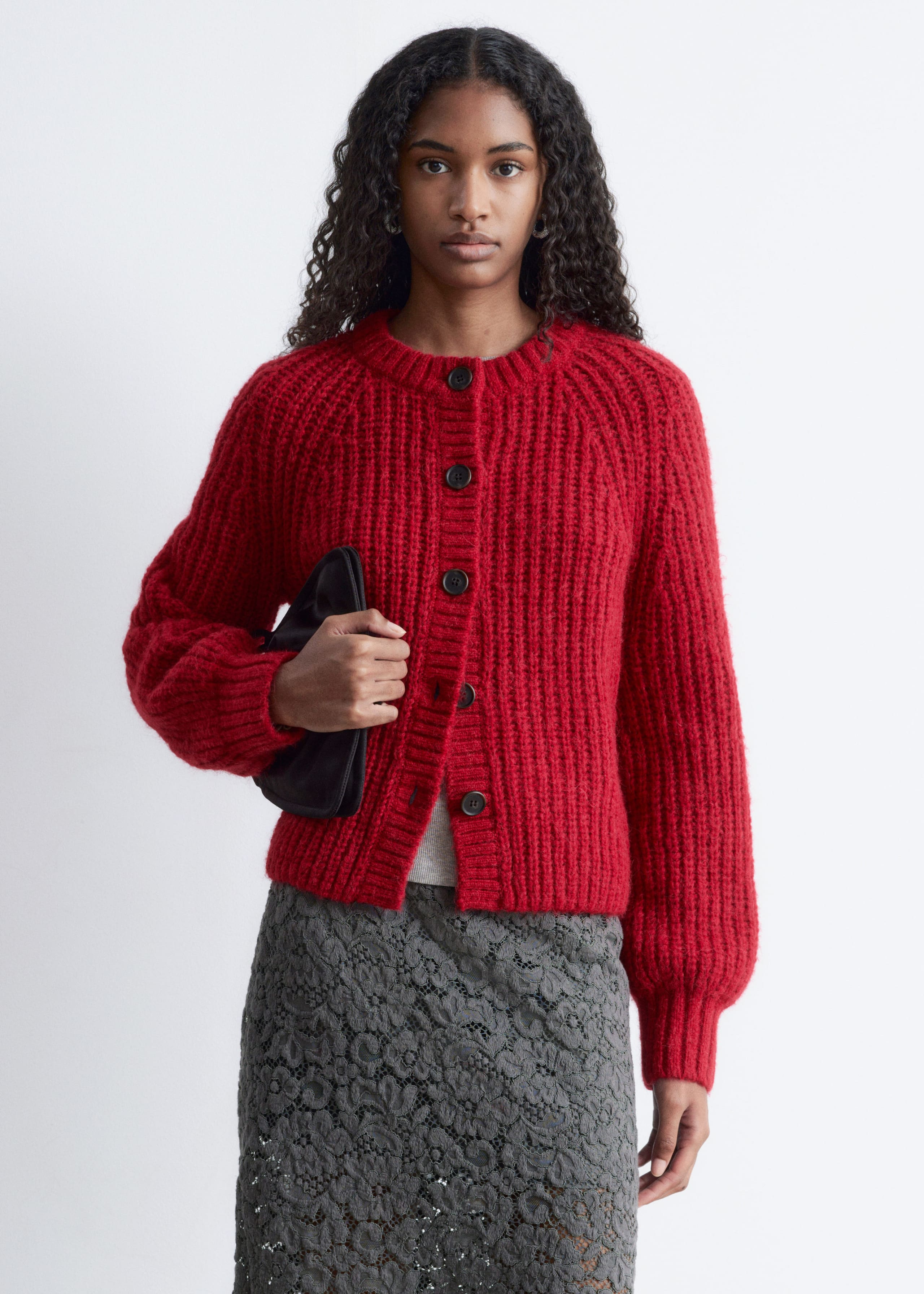 Image of Balloon-Sleeve Cardigan