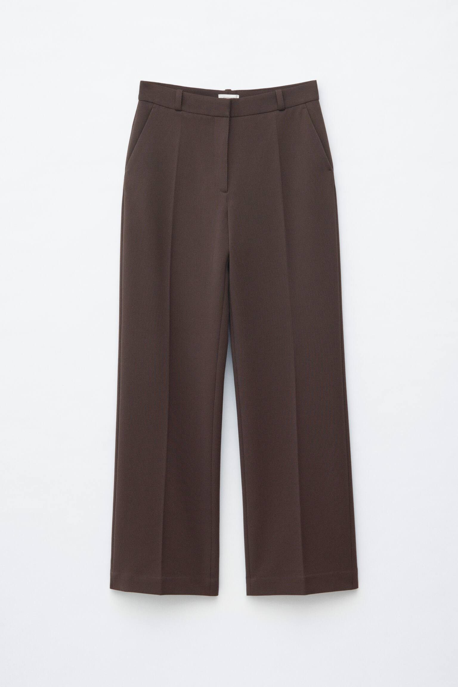 Pantalon ajusté à plis marqués - Marron foncé/Noir - 1