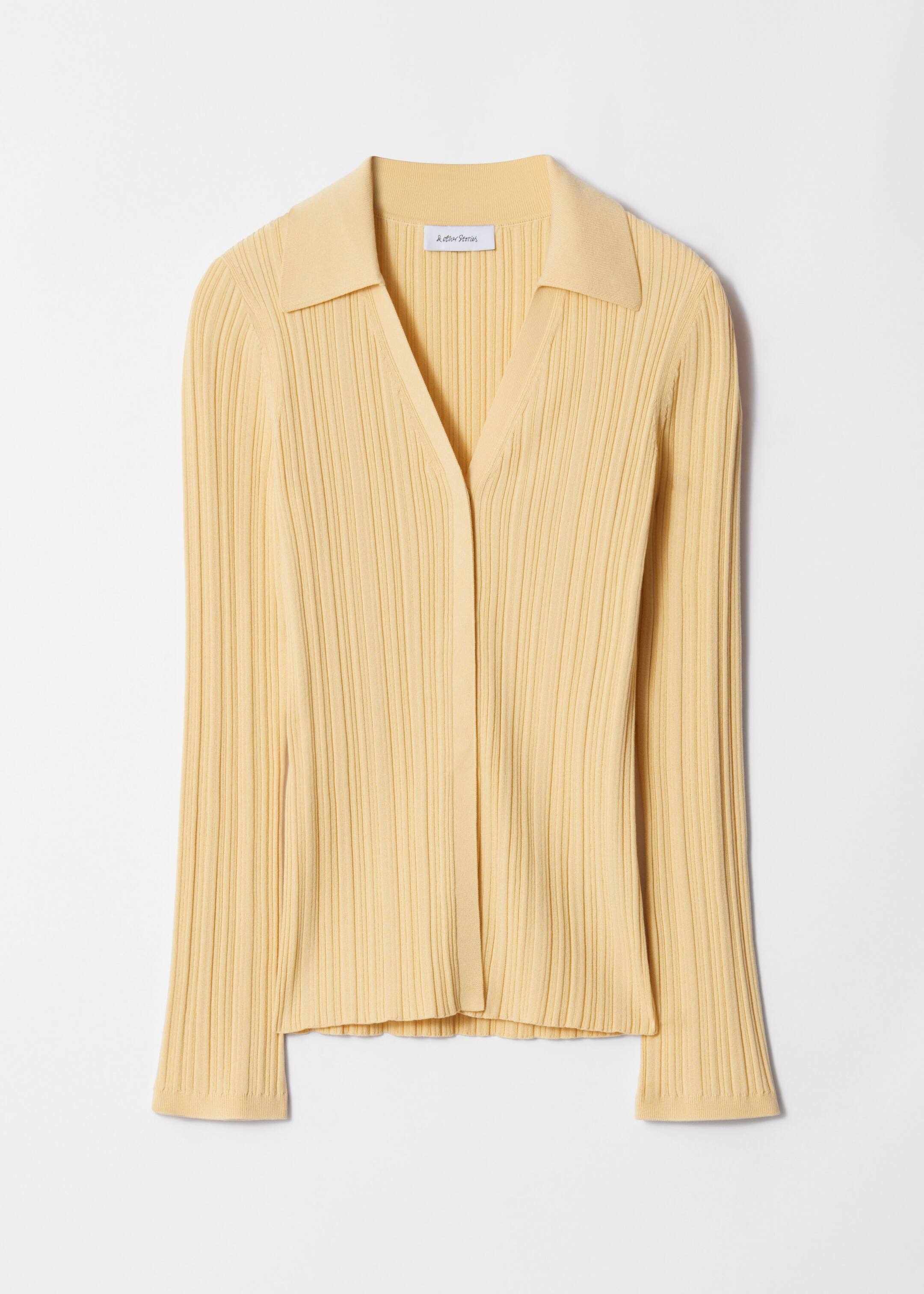 Agrandir l'image: Cardigan en maille côtelée à col - Jaune - FEMME | H&M BE 1