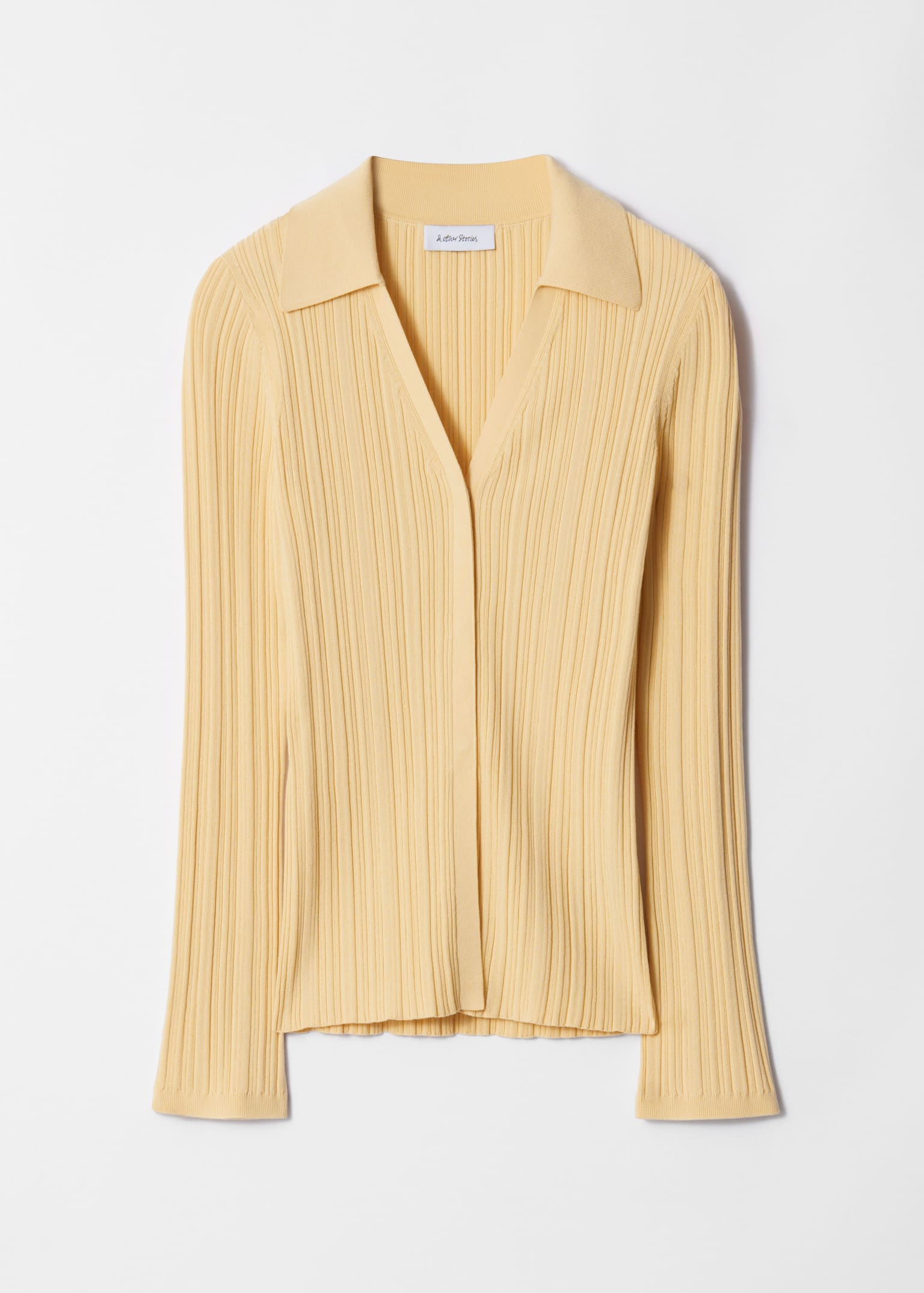 Cardigan en maille côtelée à col - Jaune