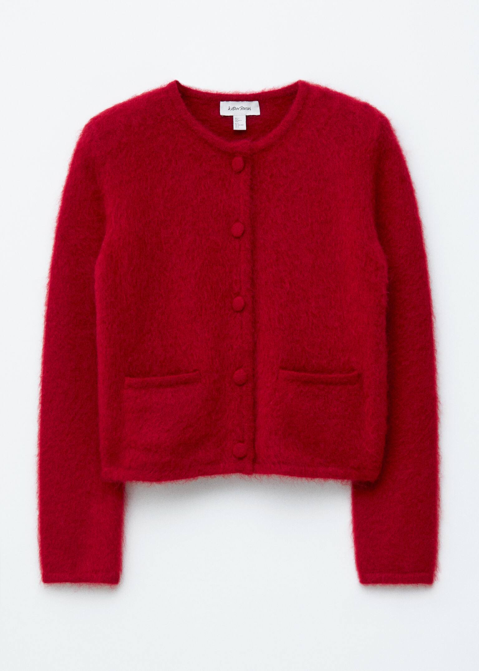 Cardigan in misto mohair spazzolato - Rosso