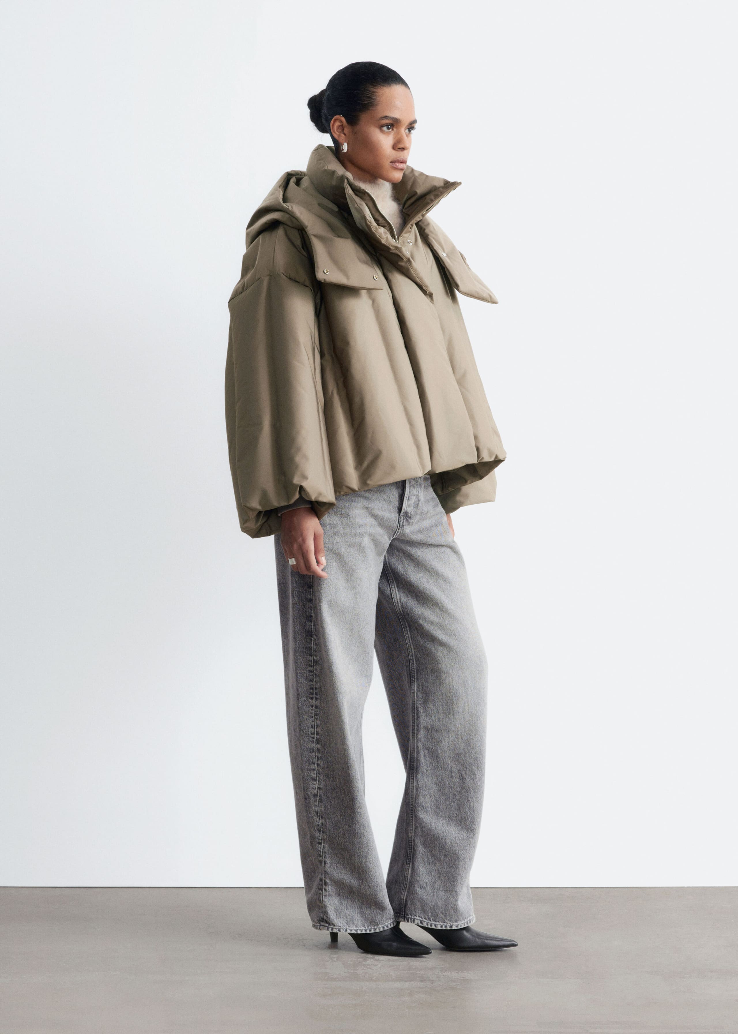 Short Padded Jacket Dark Mole