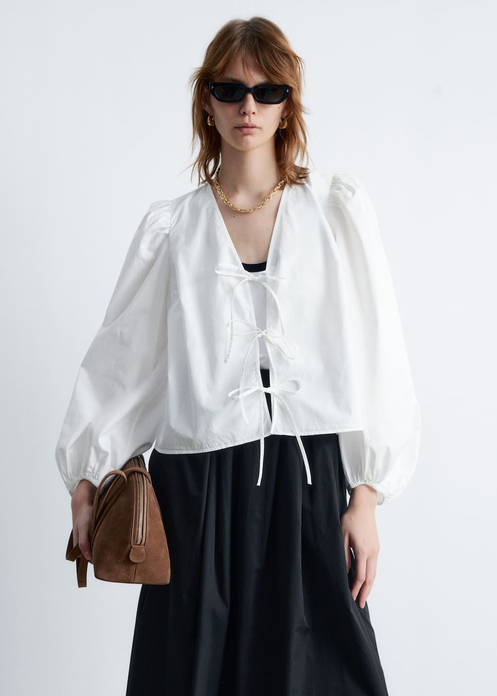 Image of Tie-Front Blouse