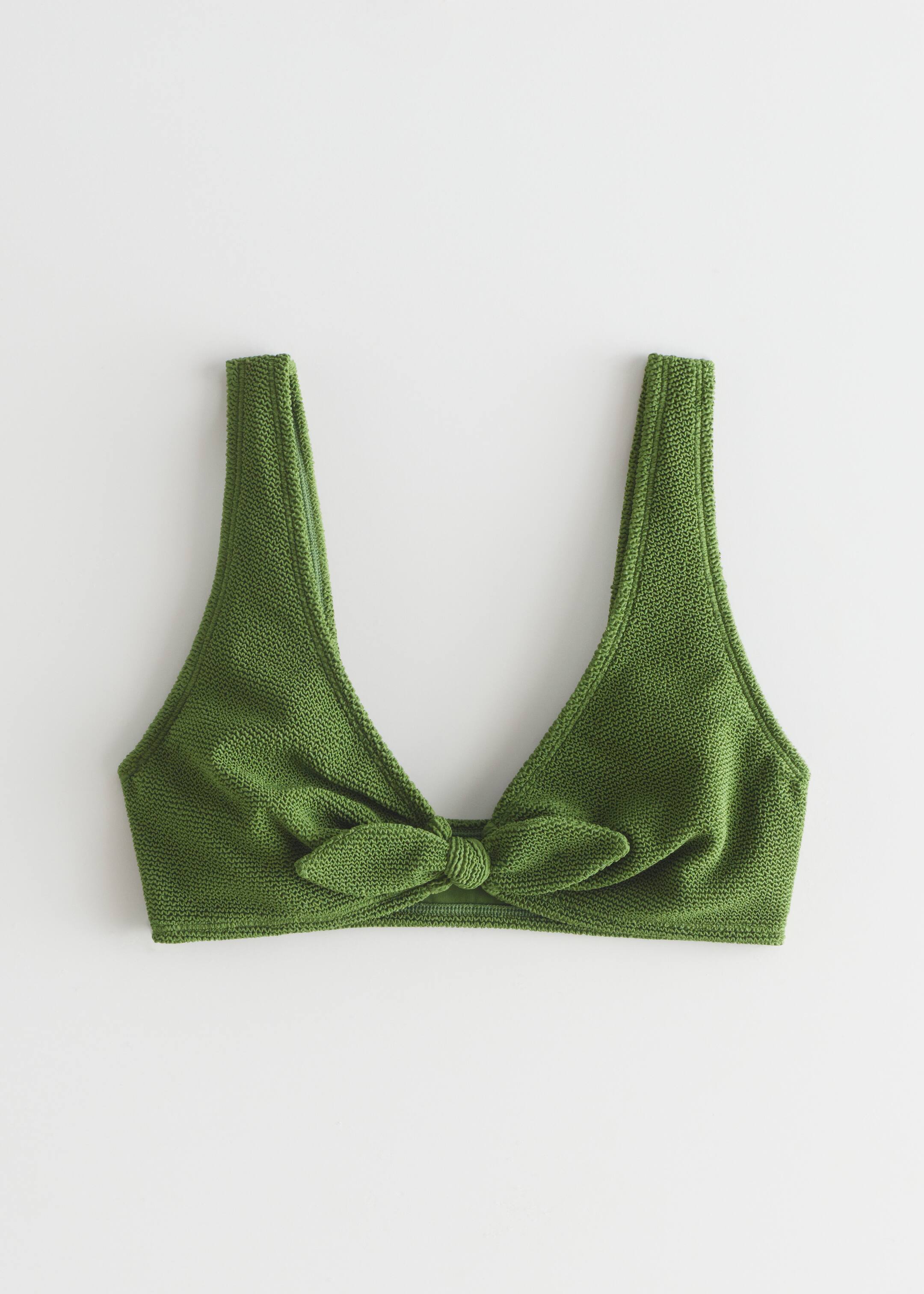 View larger image: Crepe Knot Tie Bikini Top - Green - Ladies | H&M GB 1