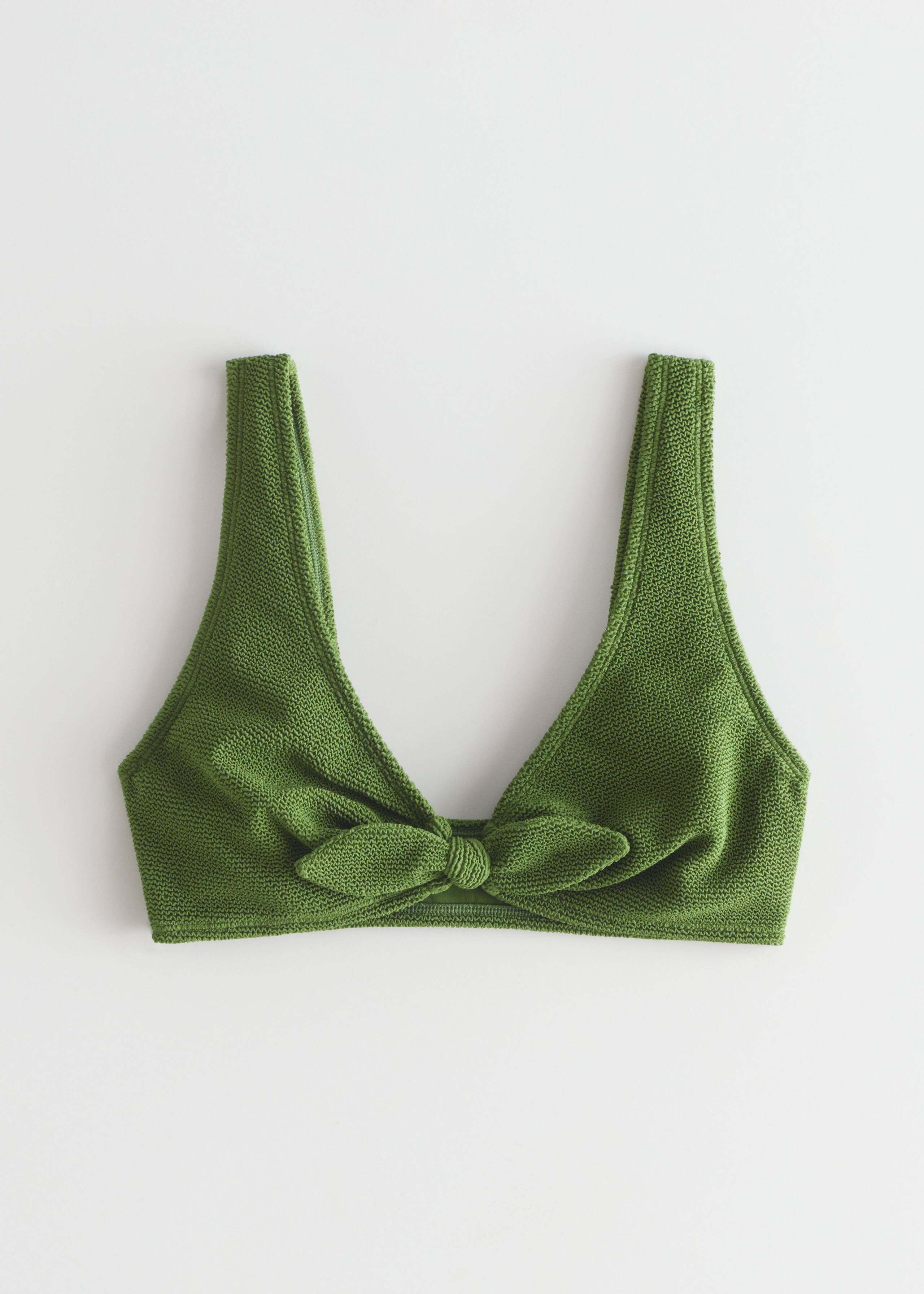 Crepe Knot Tie Bikini Top - Green - Still Life