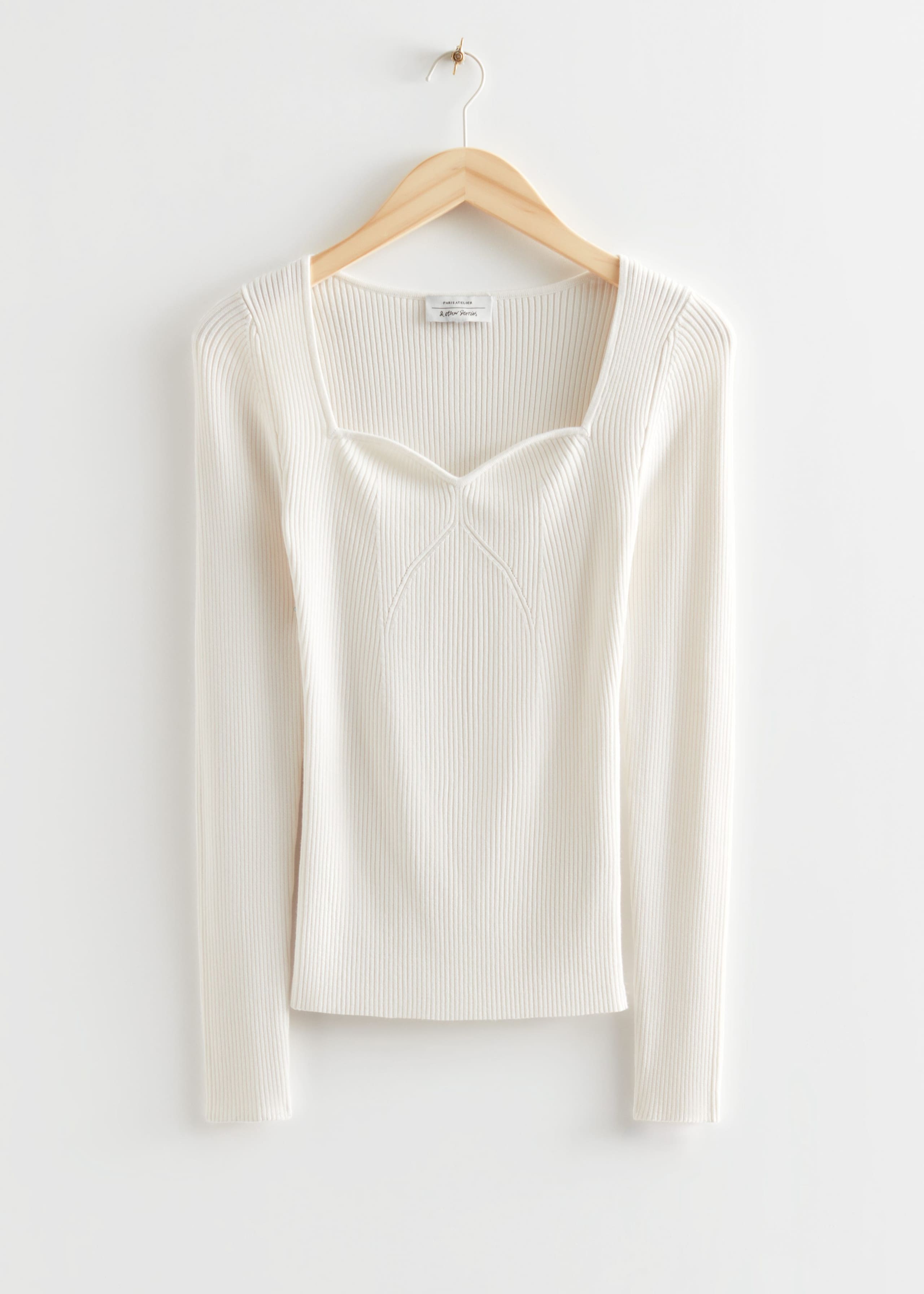 Fitted Sweetheart Neck Top - White - Still Life