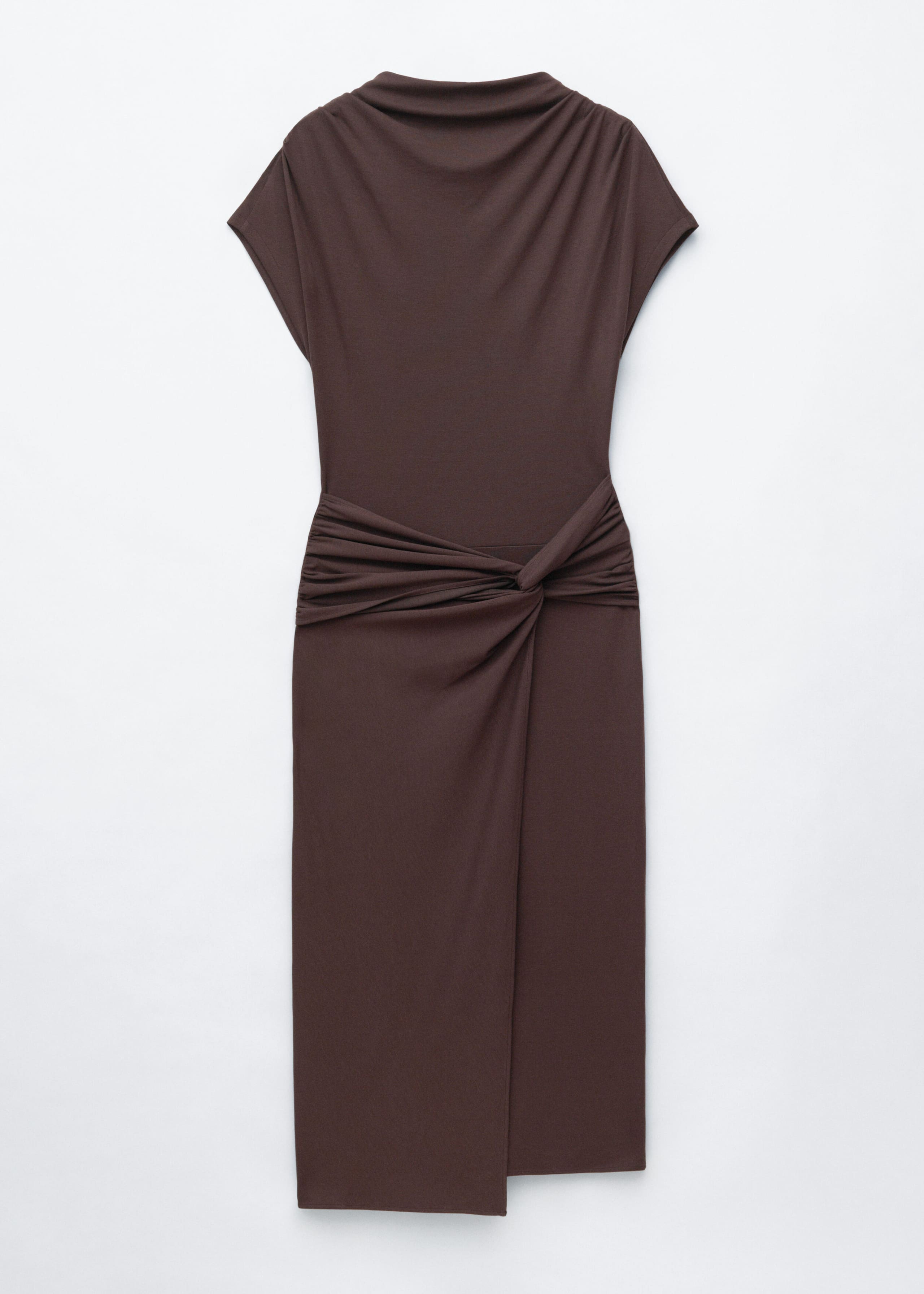Drapiertes Kleid mit Wickeltaille - Dunkelbraun - Stillleben