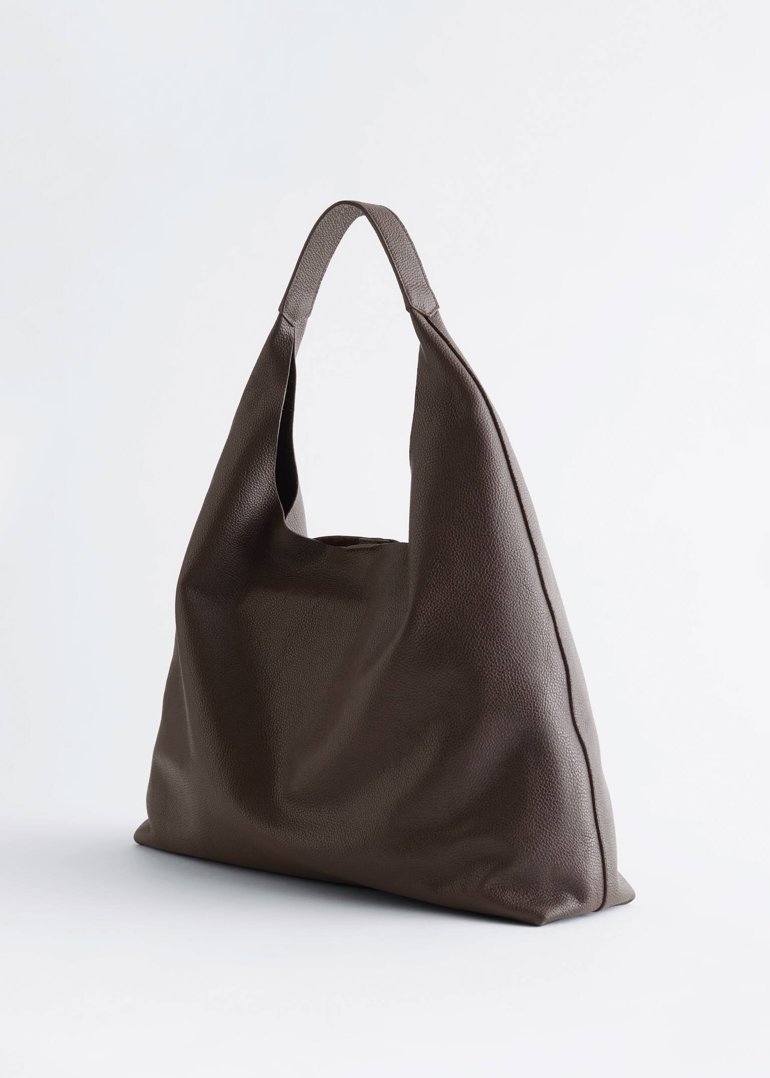 Grand sac cabas en cuir - Marron foncé/Noir - 6