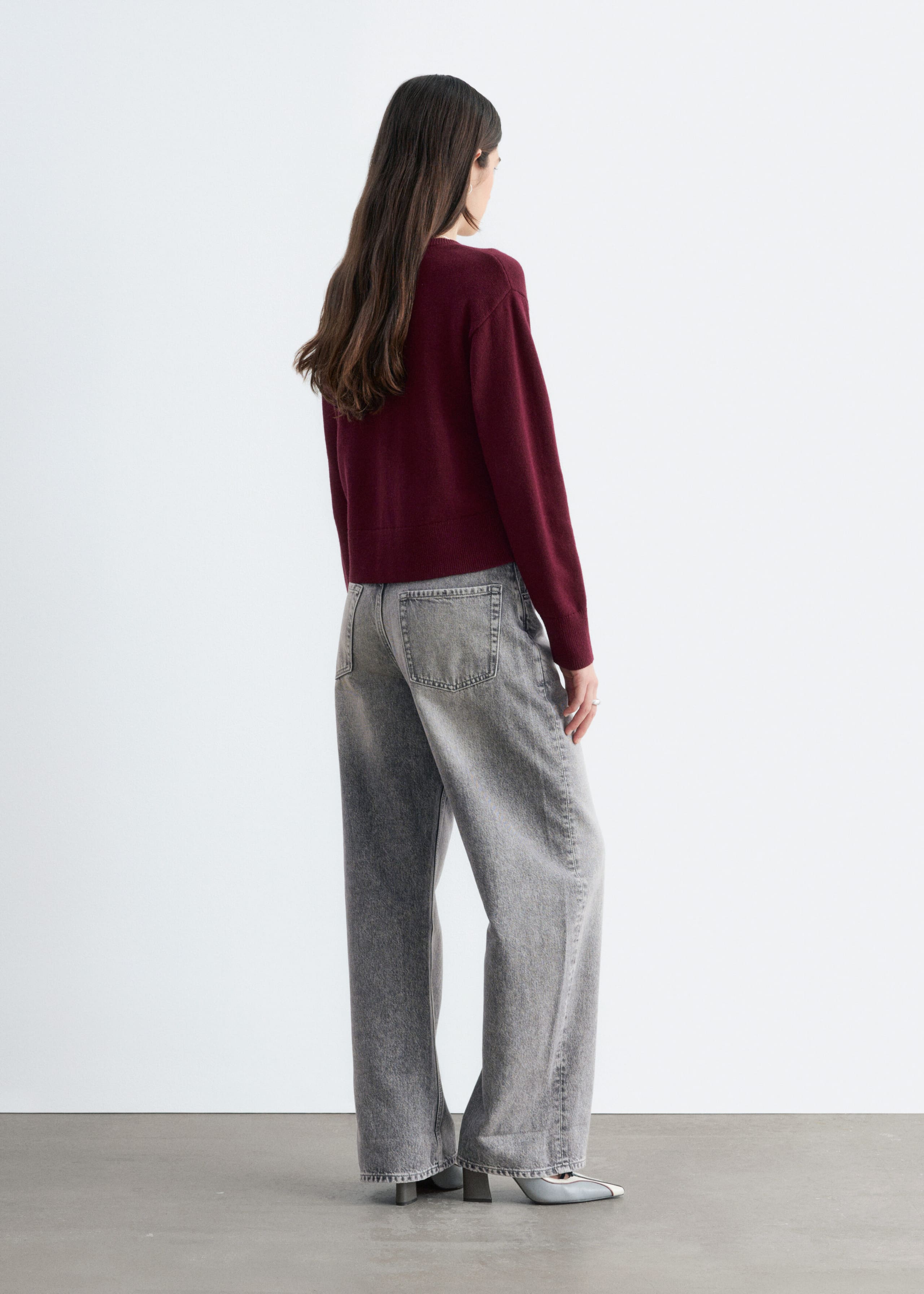 Thin-Knit Cardigan - Dark Red - Lookbook