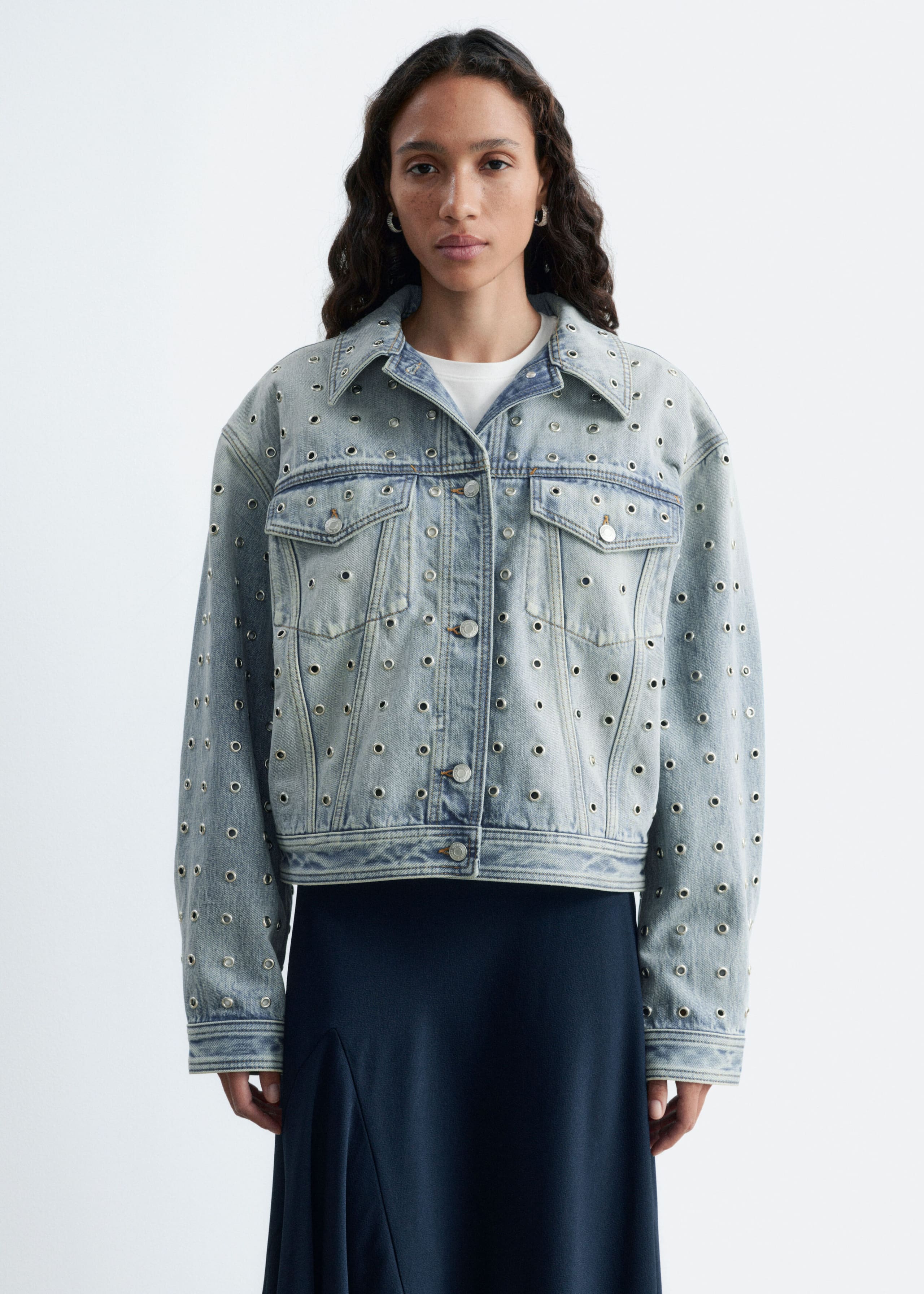 Eyelet Denim Jacket - Light Blue - Lookbook