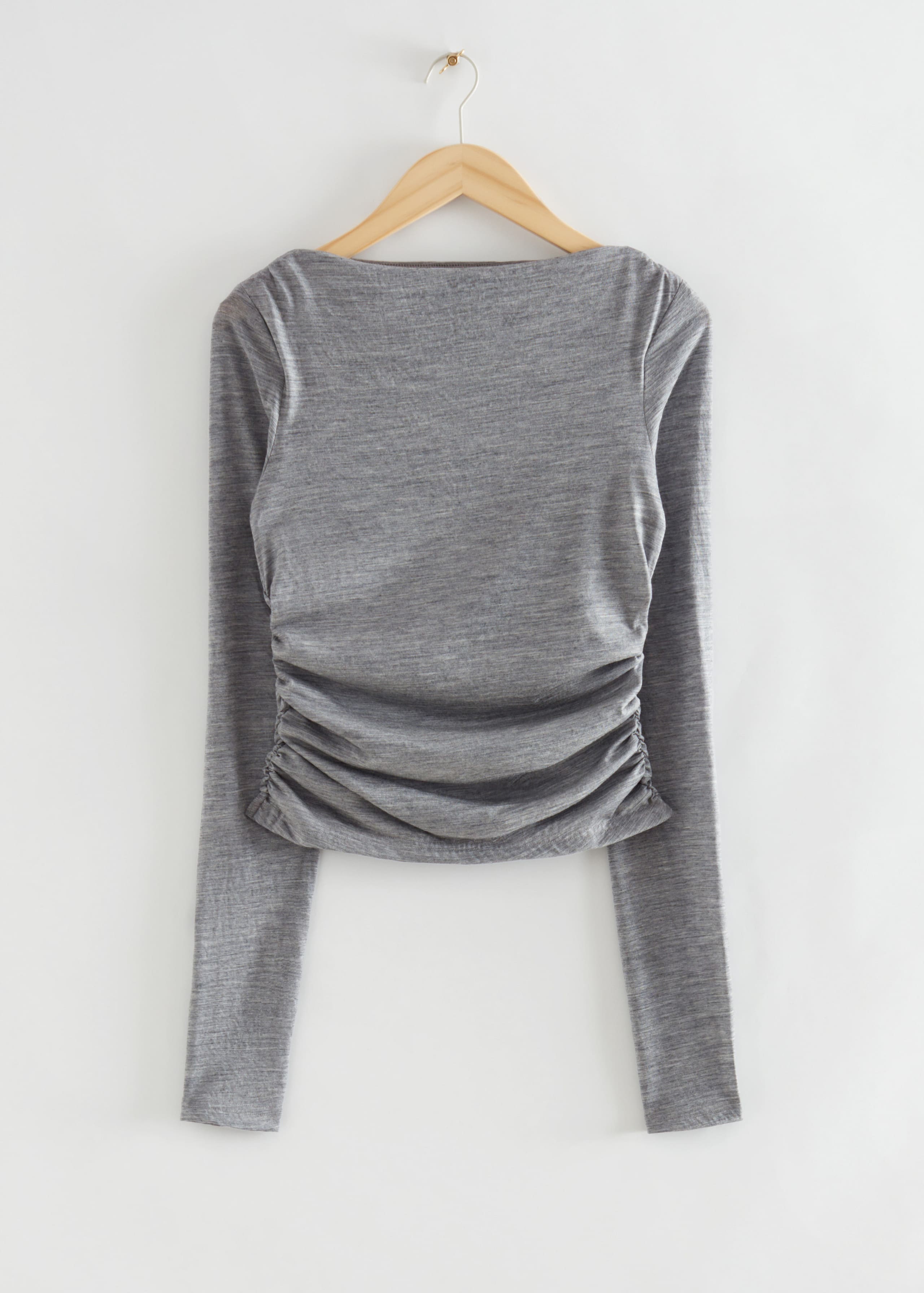 FittedWoolShirredTop - Grey - Bodegón
