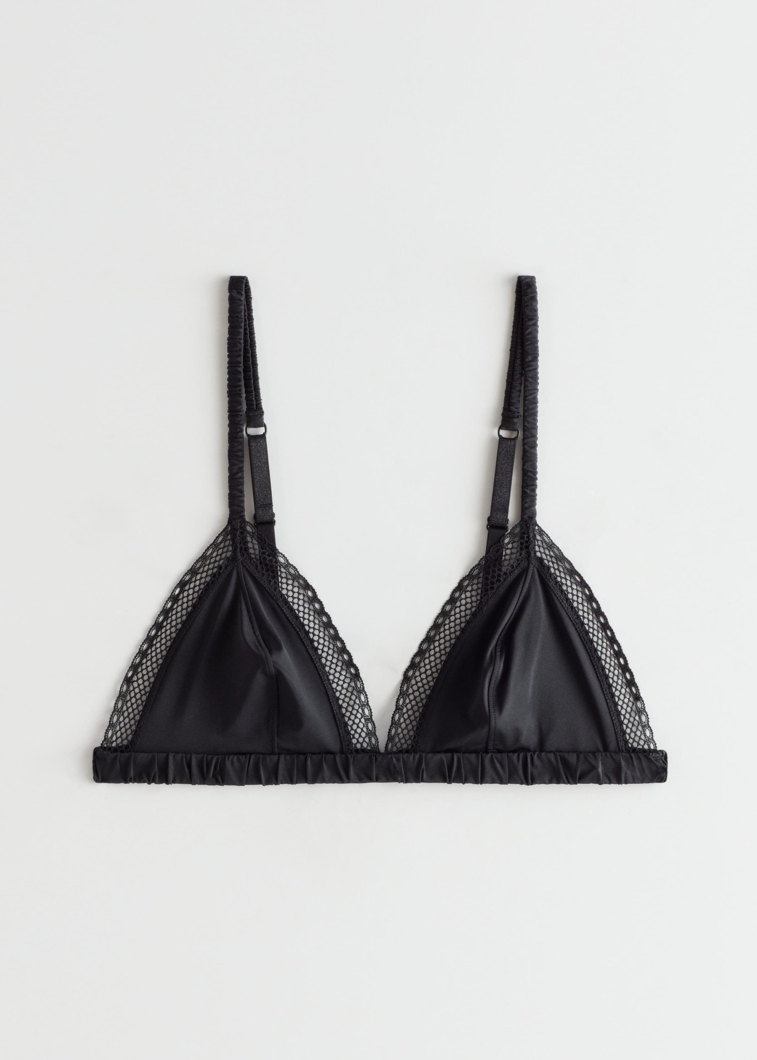 Lace Trim Triangle Soft Bra - Black - Still Life