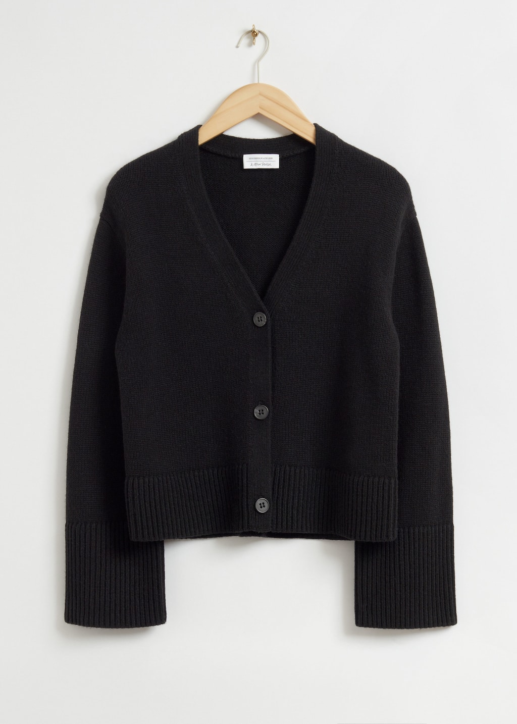 Oversized Wool Knit Cardigan - Black - Still Life