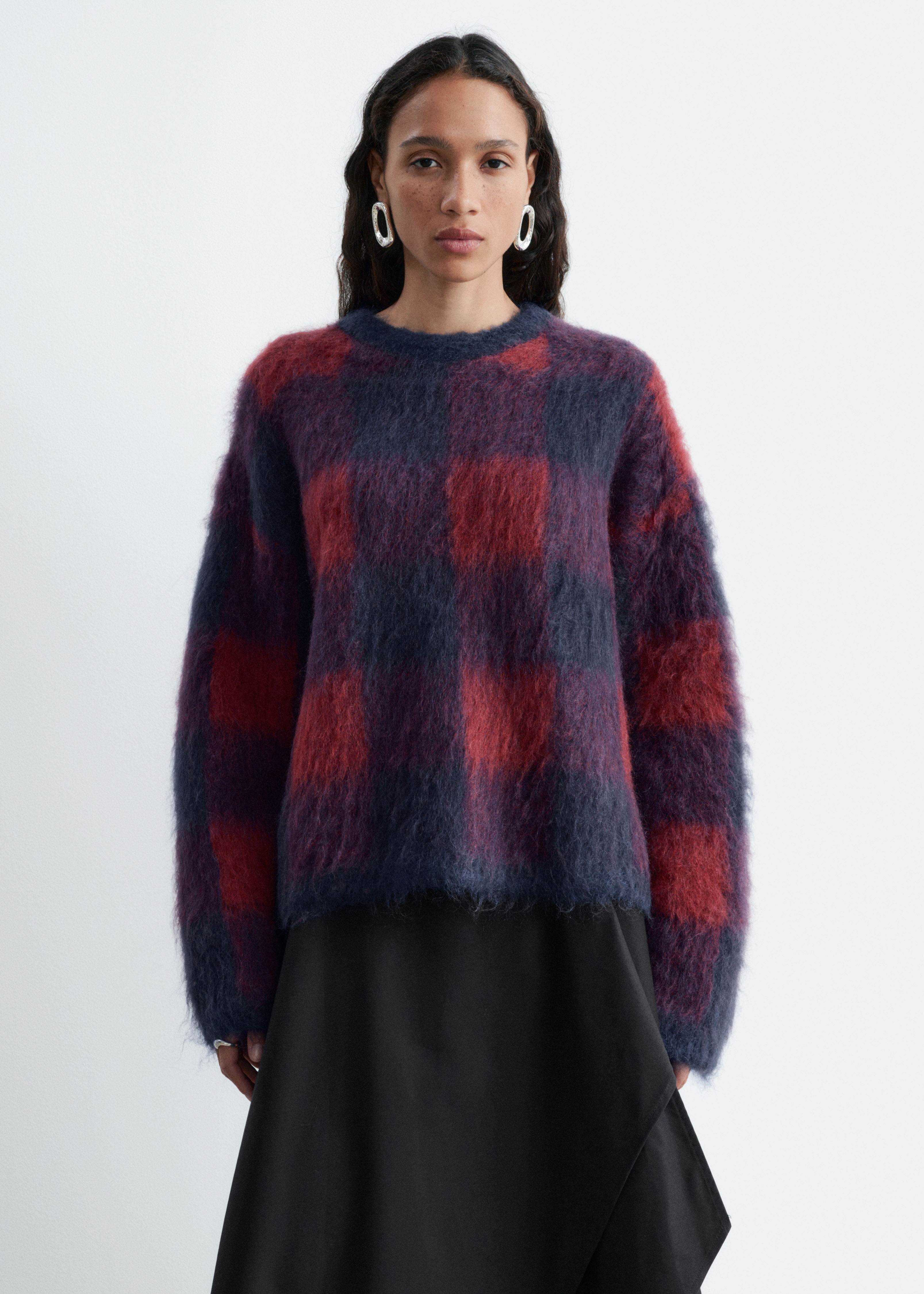 Maglione in misto mohair - Rosso/Blu/Grigio/Motivo a quadri