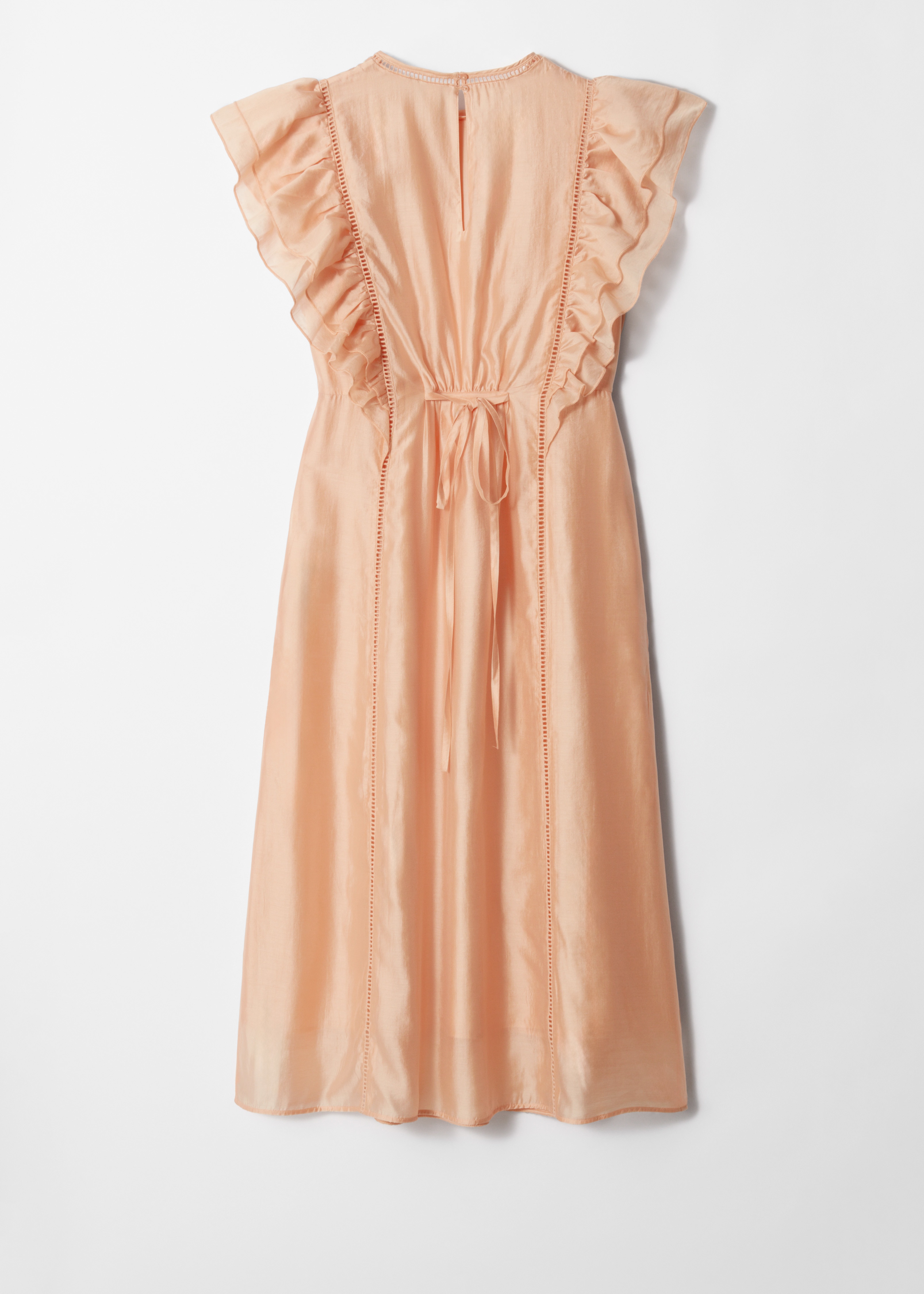 Vestido midi con volantes - Melocotón/Floral azul