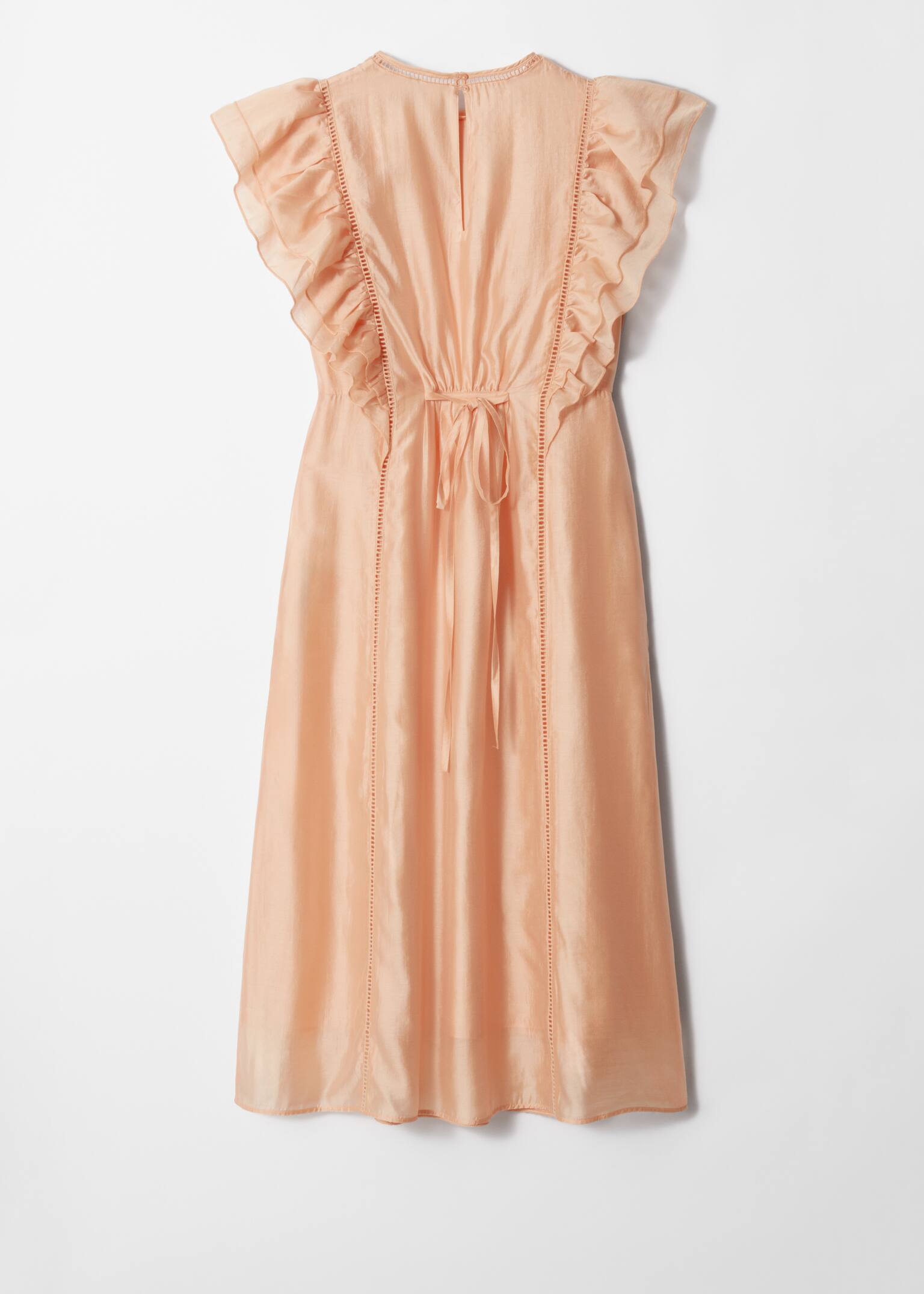 Abito midi con gale - Pesca/Motivo floreale blu - 2