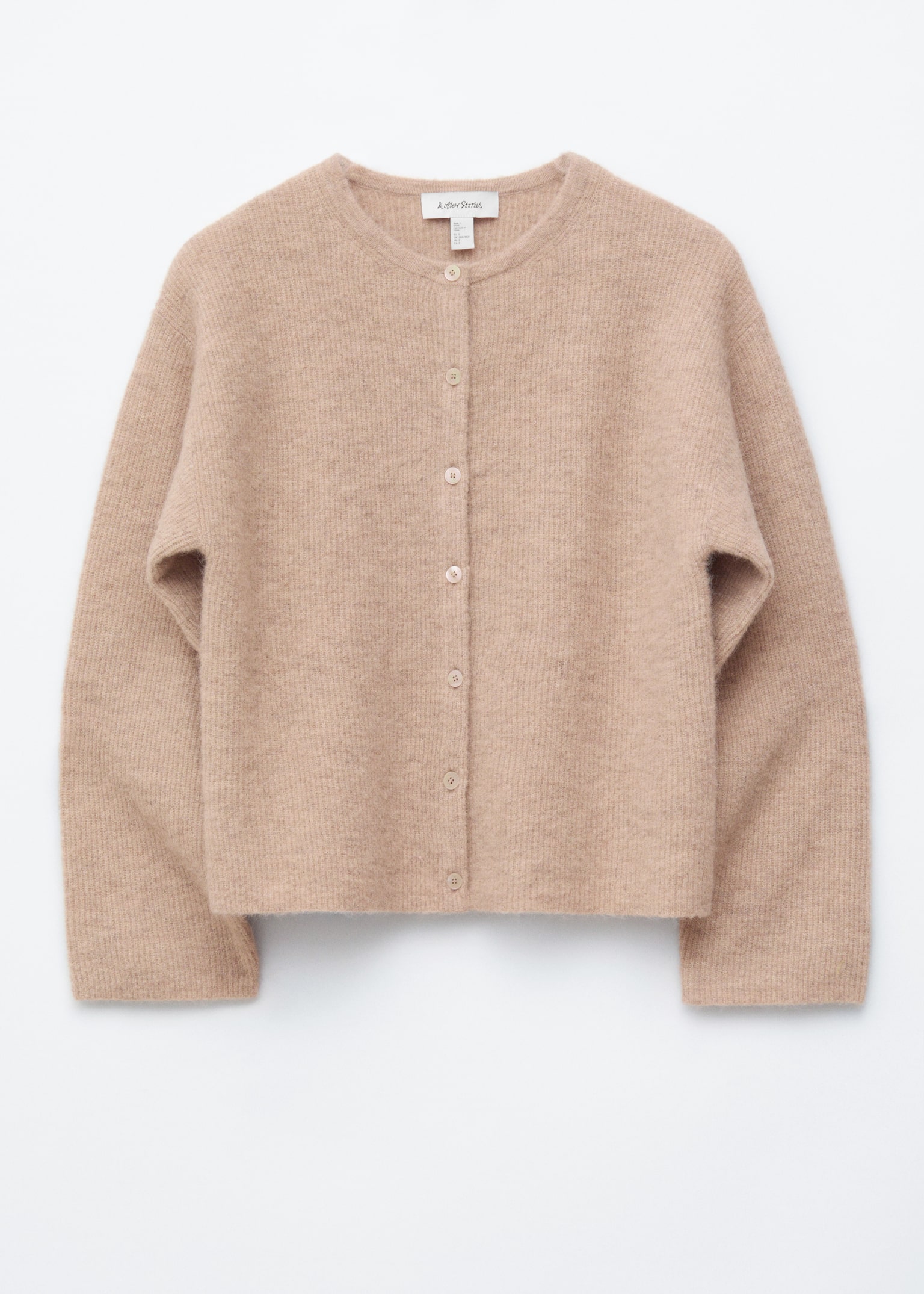 Stickad cardigan i alpackablandning - Beige/Pastellgul/Grön/Gammelrosa/Vit/Grå/Mole/Taupebrun