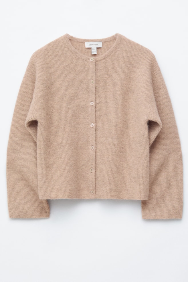 Cardigan Tricotat din Amestec de Alpaca - Bej/Galben pastel/Verde - 1