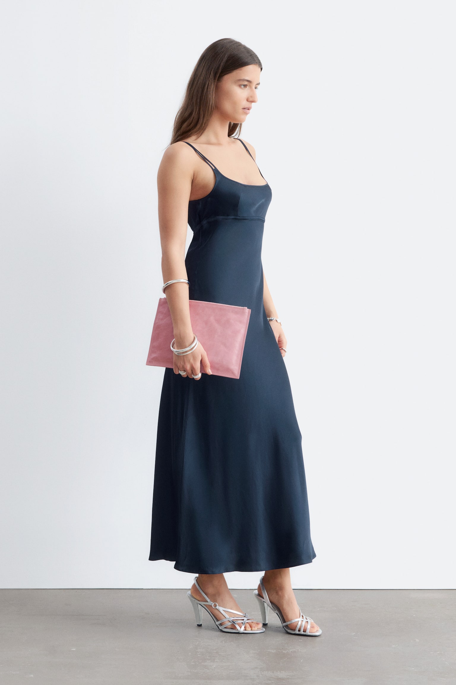 Vestido lencero con tirantes dobles - Azul oscuro - 1