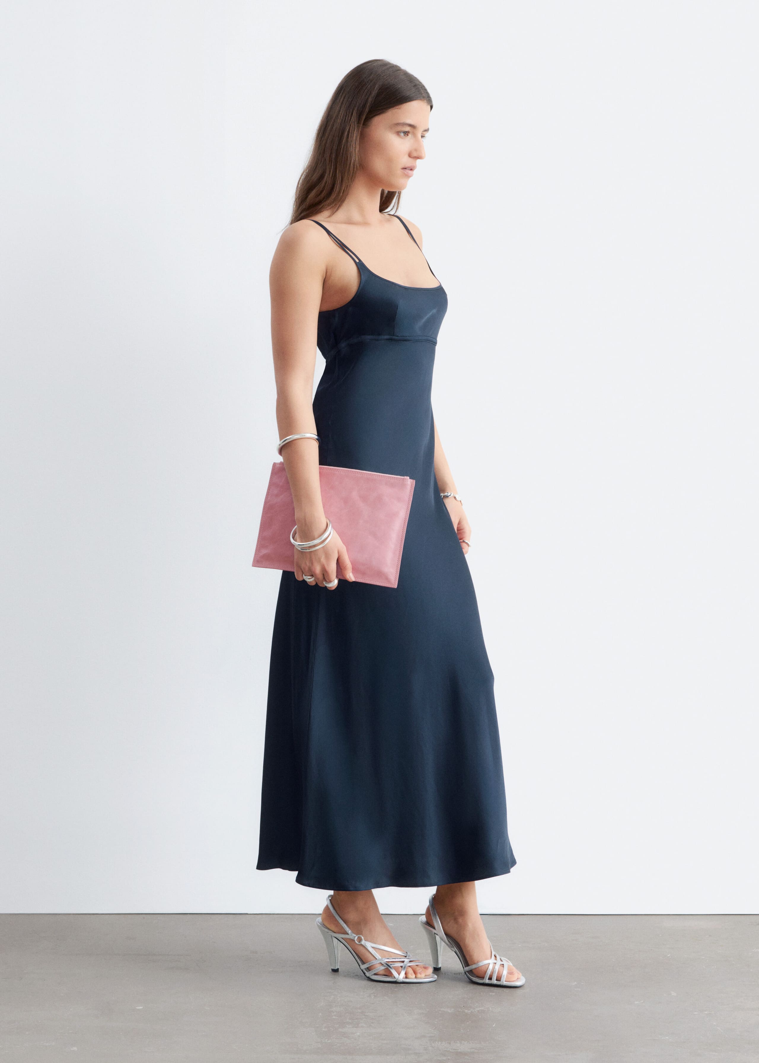 Double-Strap Midi Slip Dress - Dark Blue - Still Life
