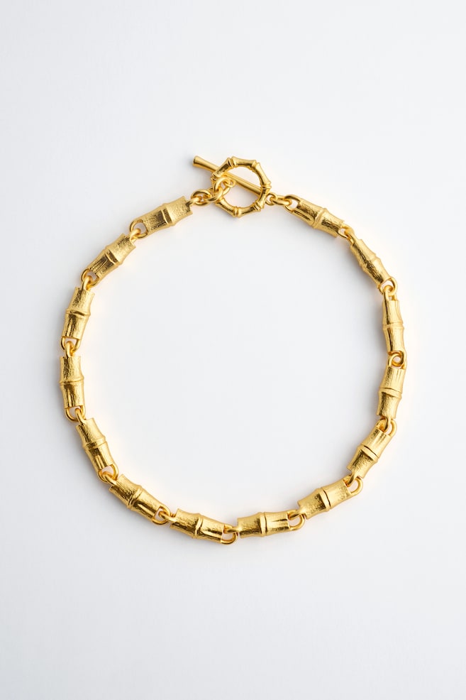 Textured Chain Necklace - Gold - 1
