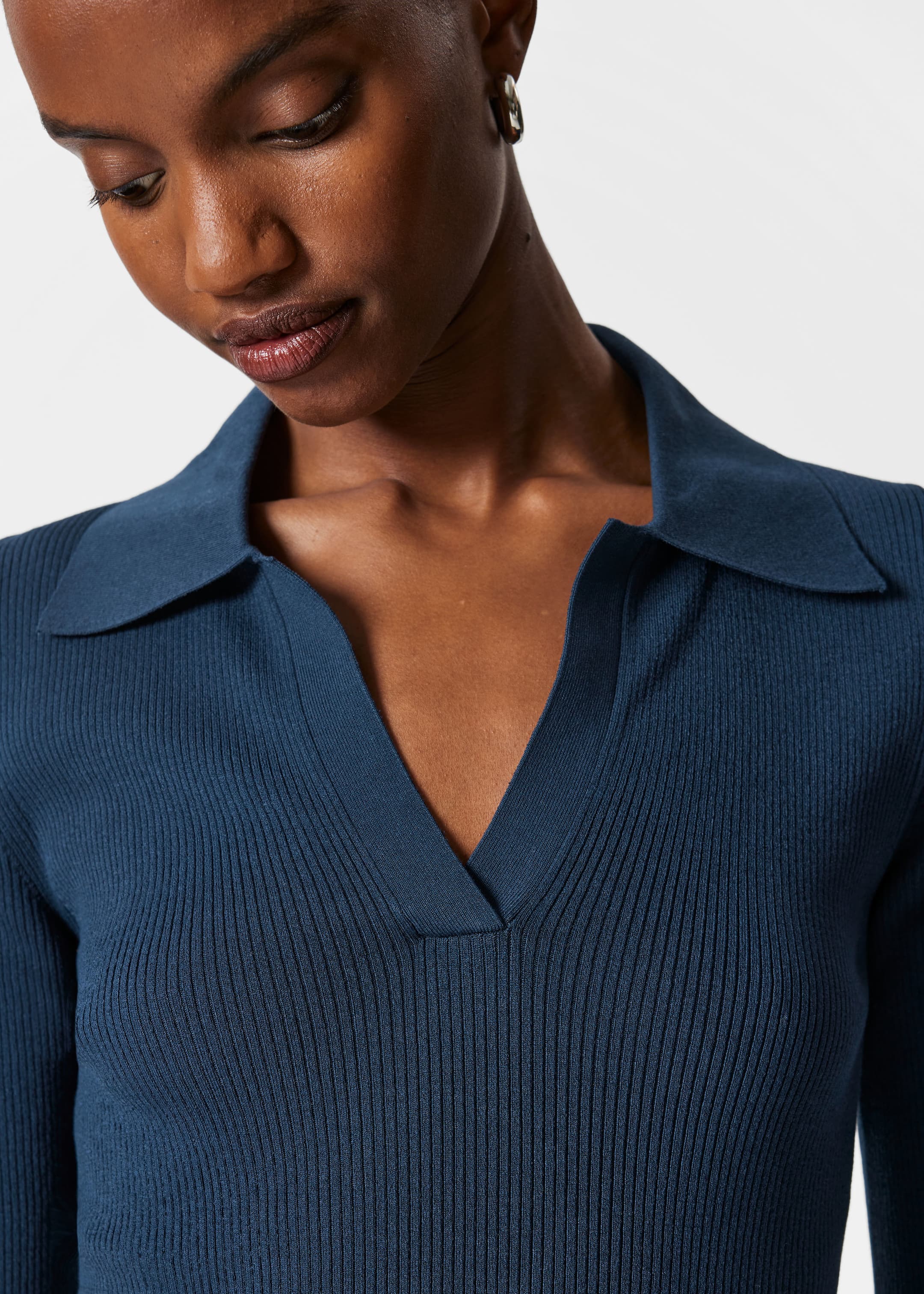 View larger image: Collared Short-Sleeve Top - Dark Blue - Ladies | H&M GB 2