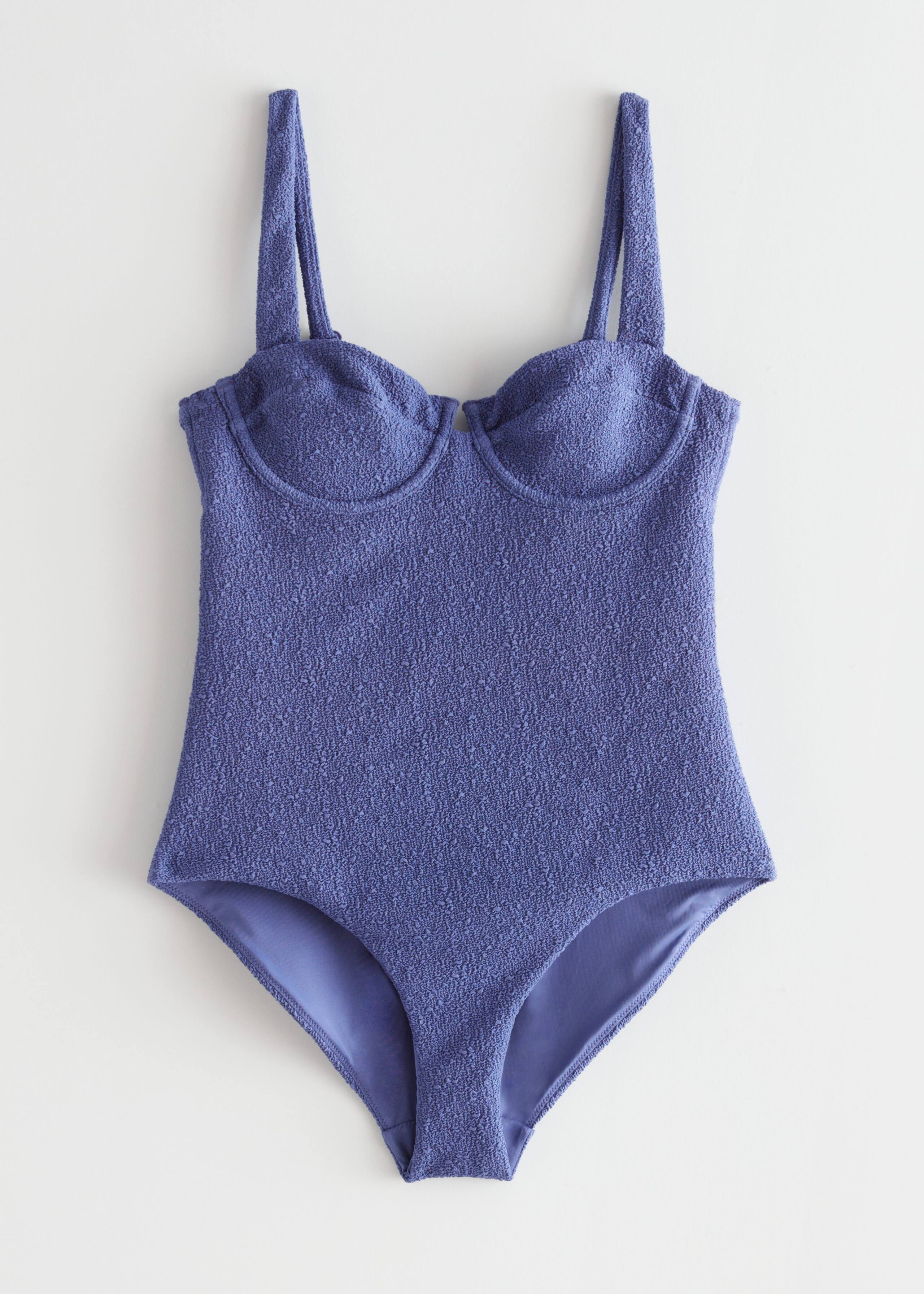 Textured Swimsuit - Blue - Bodegón