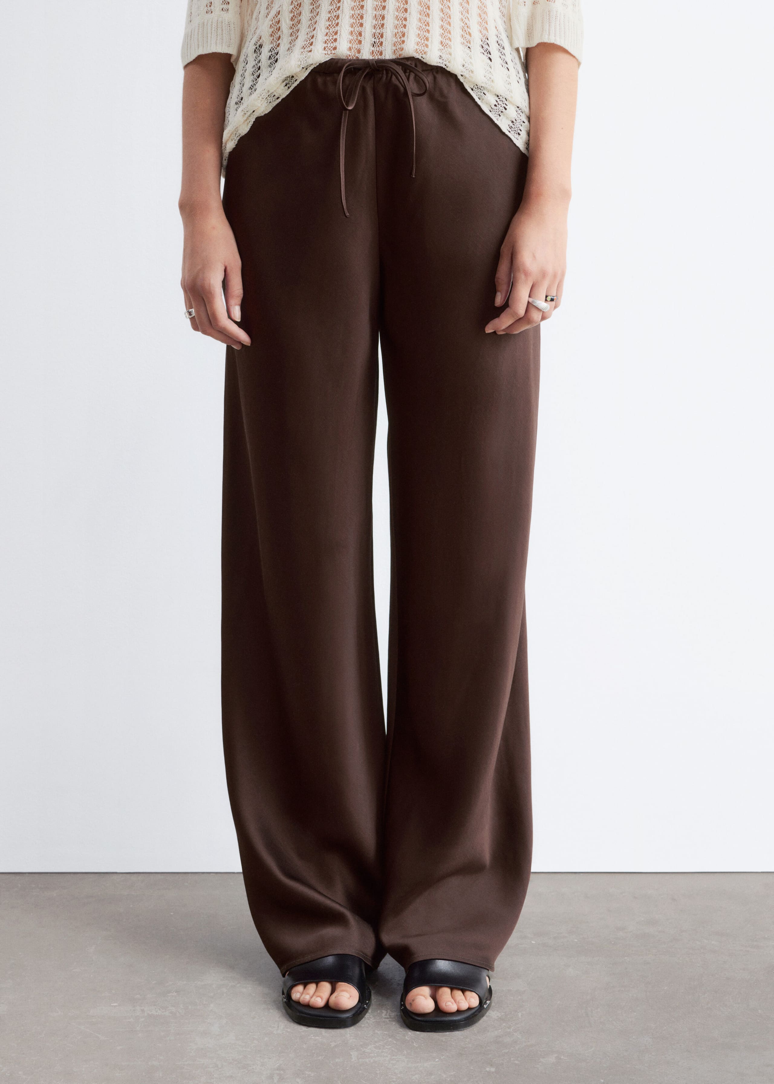 Image of Drawstring Twill Trousers