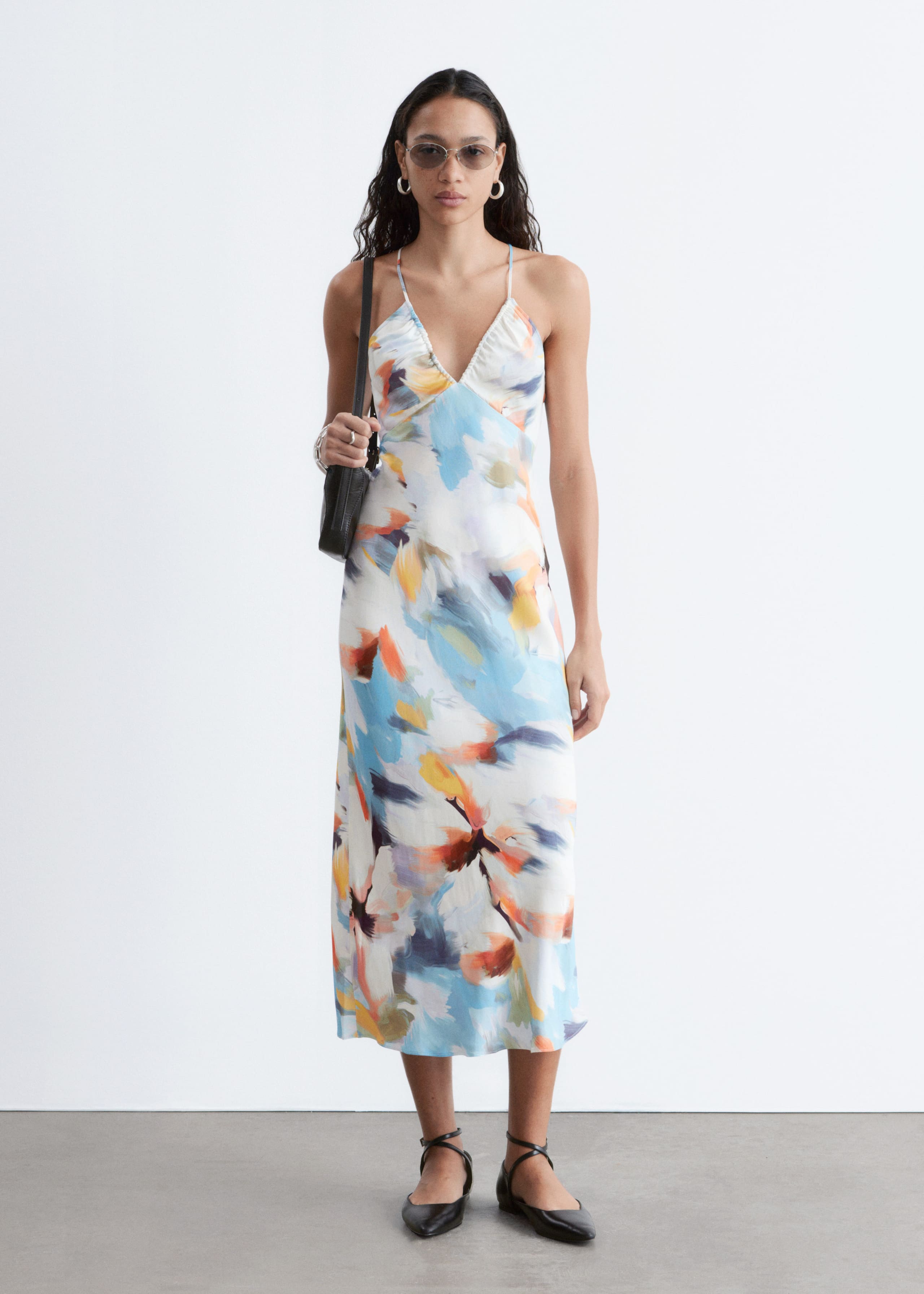 Satin Slip Midi Dress - Pink Floral - Lookbook