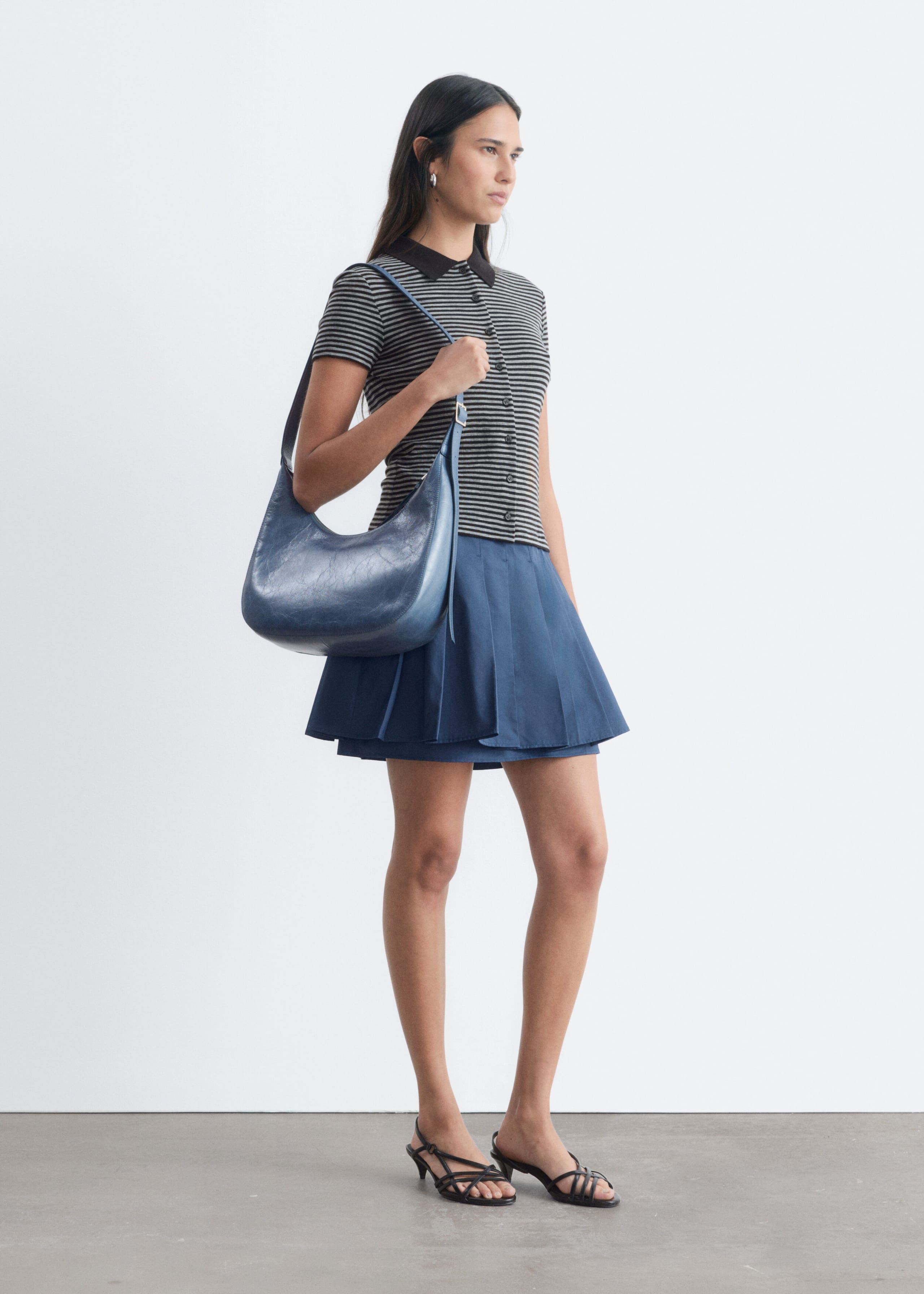 Buttoned Jersey Top - Grey/Black - Lookbook