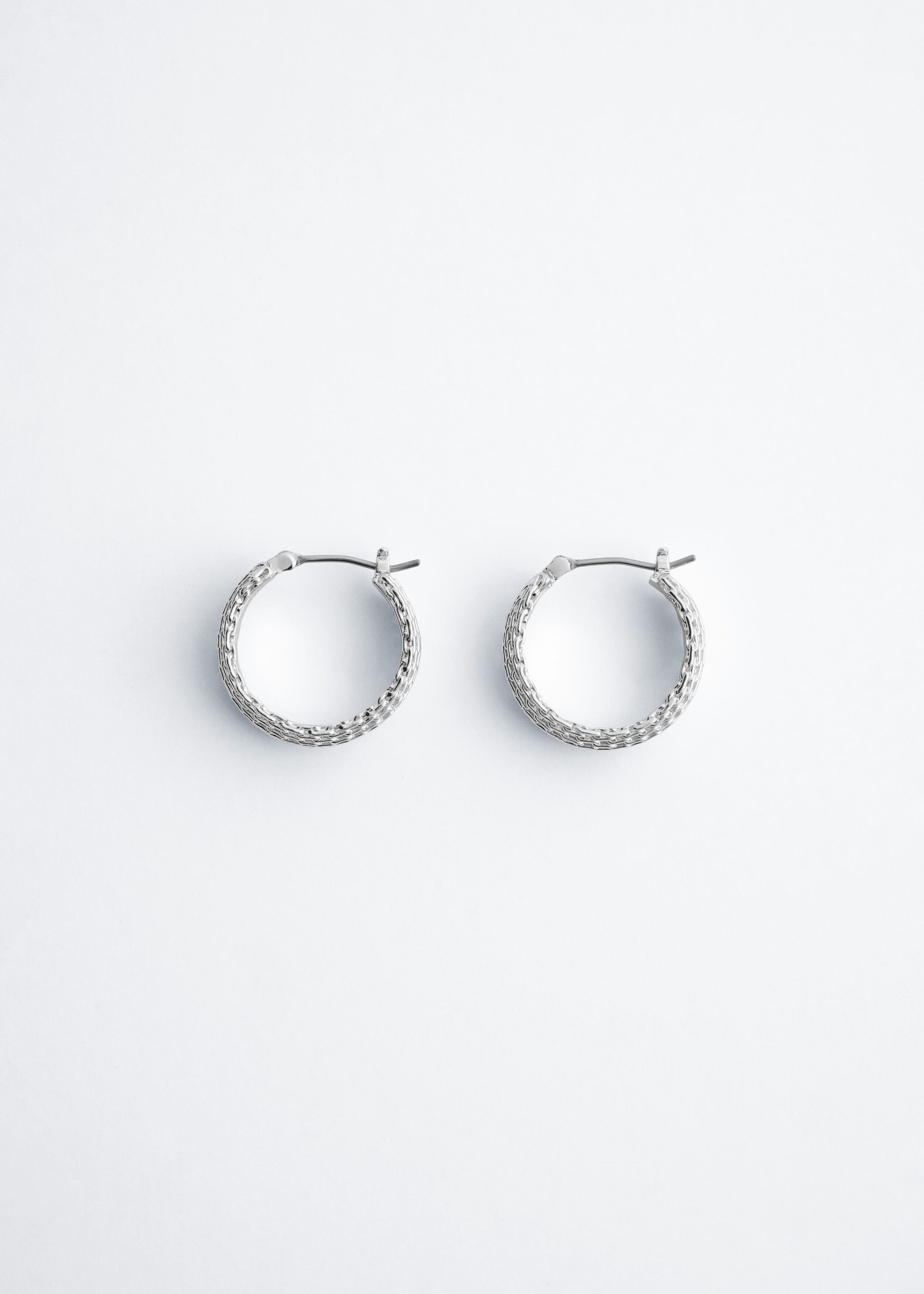 Chain-Inspired Brass Hoops - Silver - Still Life