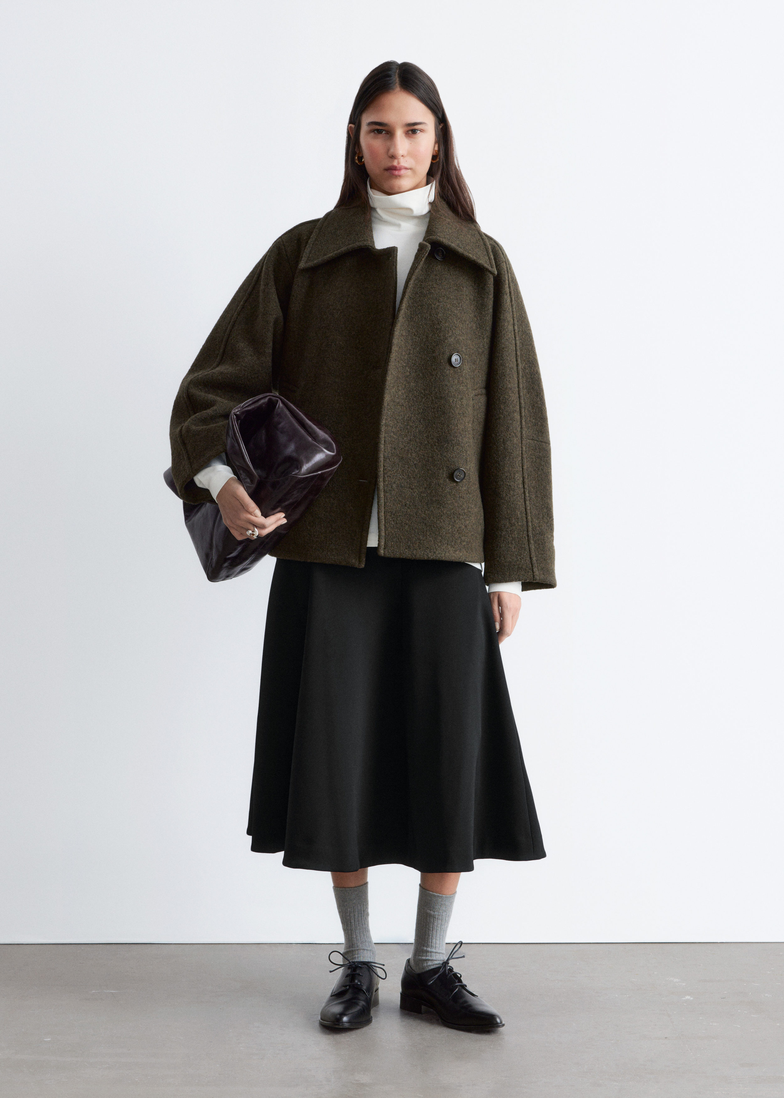 Oversized Wool Jacket - Dark Khaki Green - & Other Stories GB