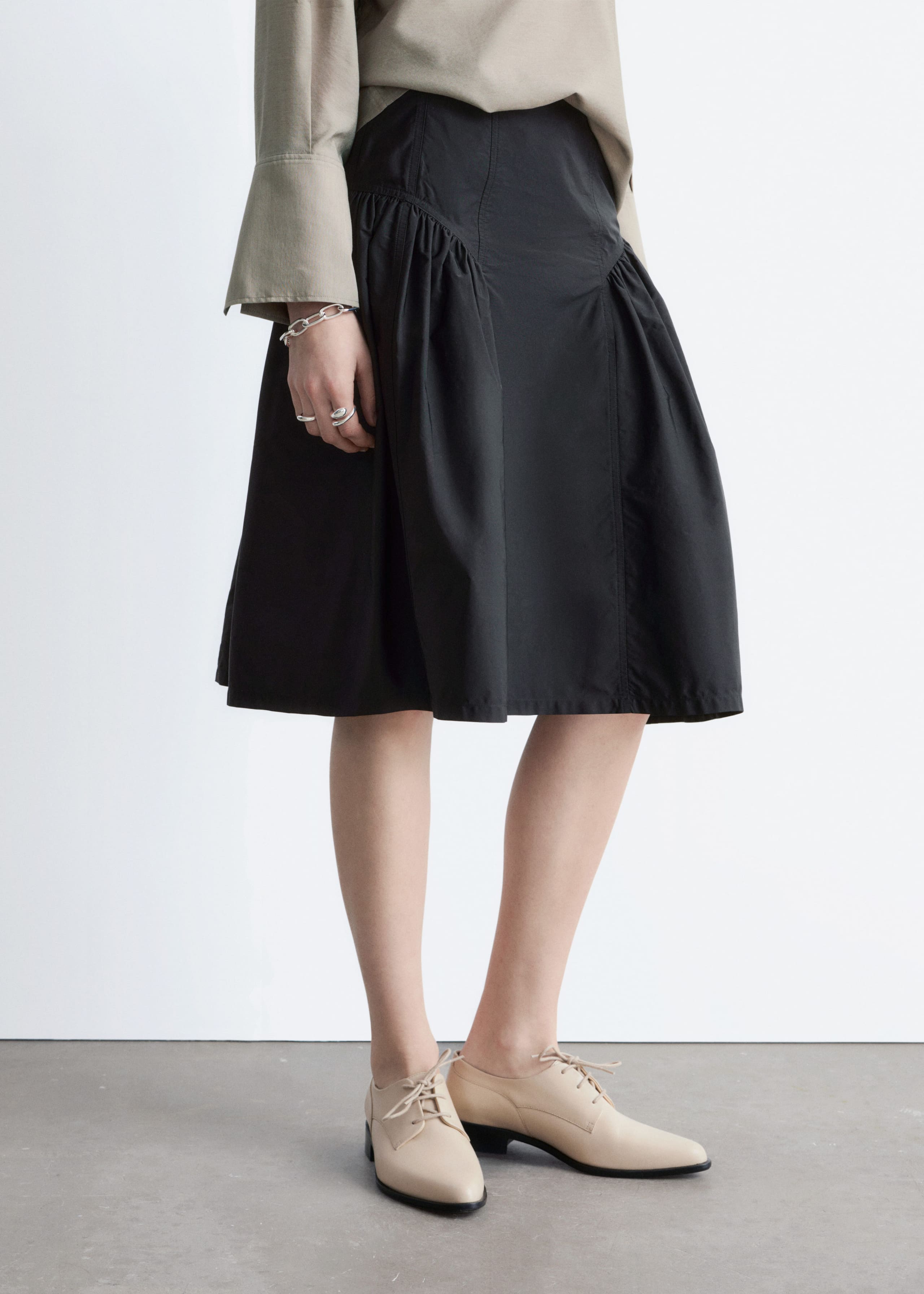 Image of Puff A-line Midi Skirt