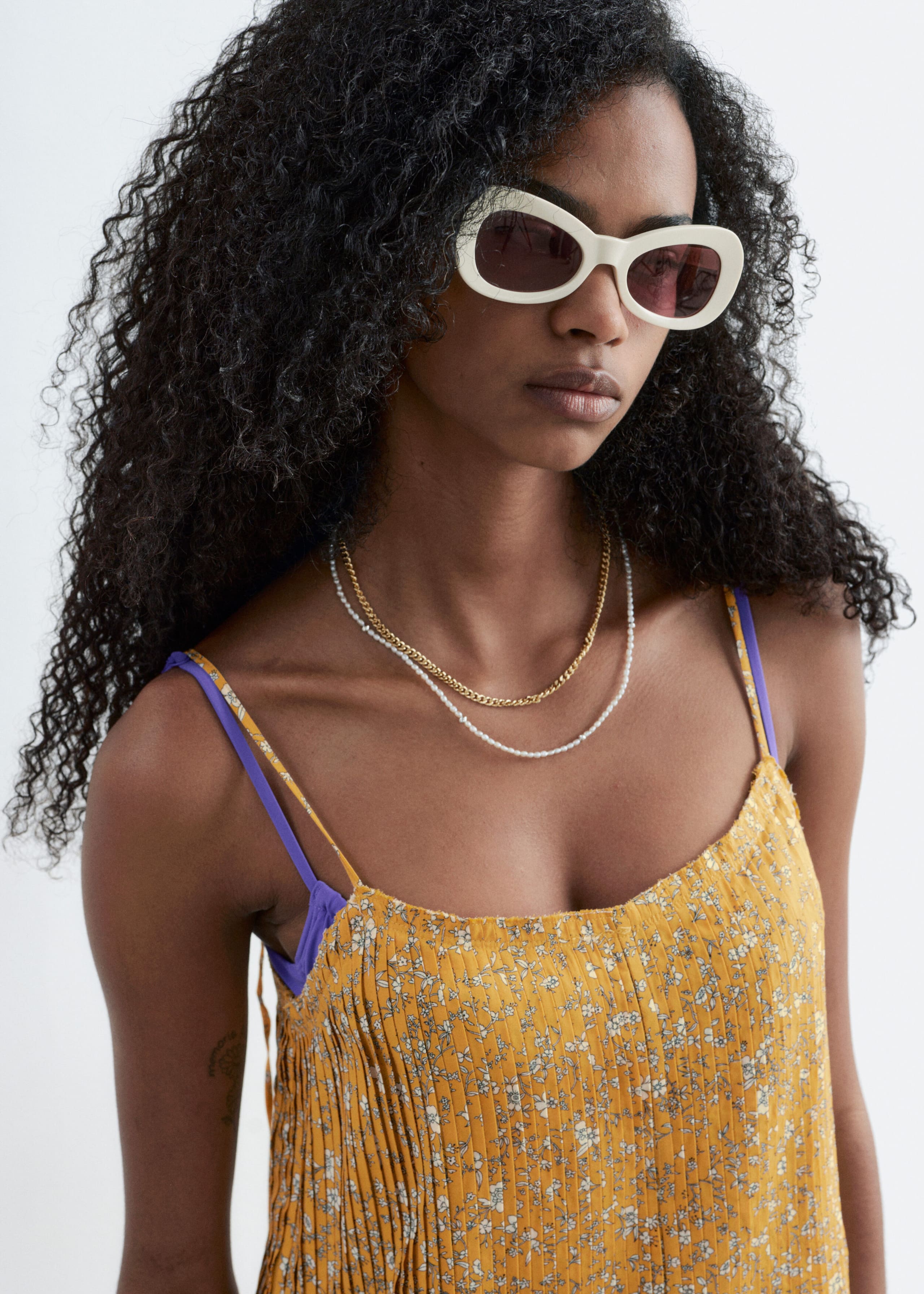 Pleated Bodice Maxi Dress - Warm Yellow/Florals - Lookbook