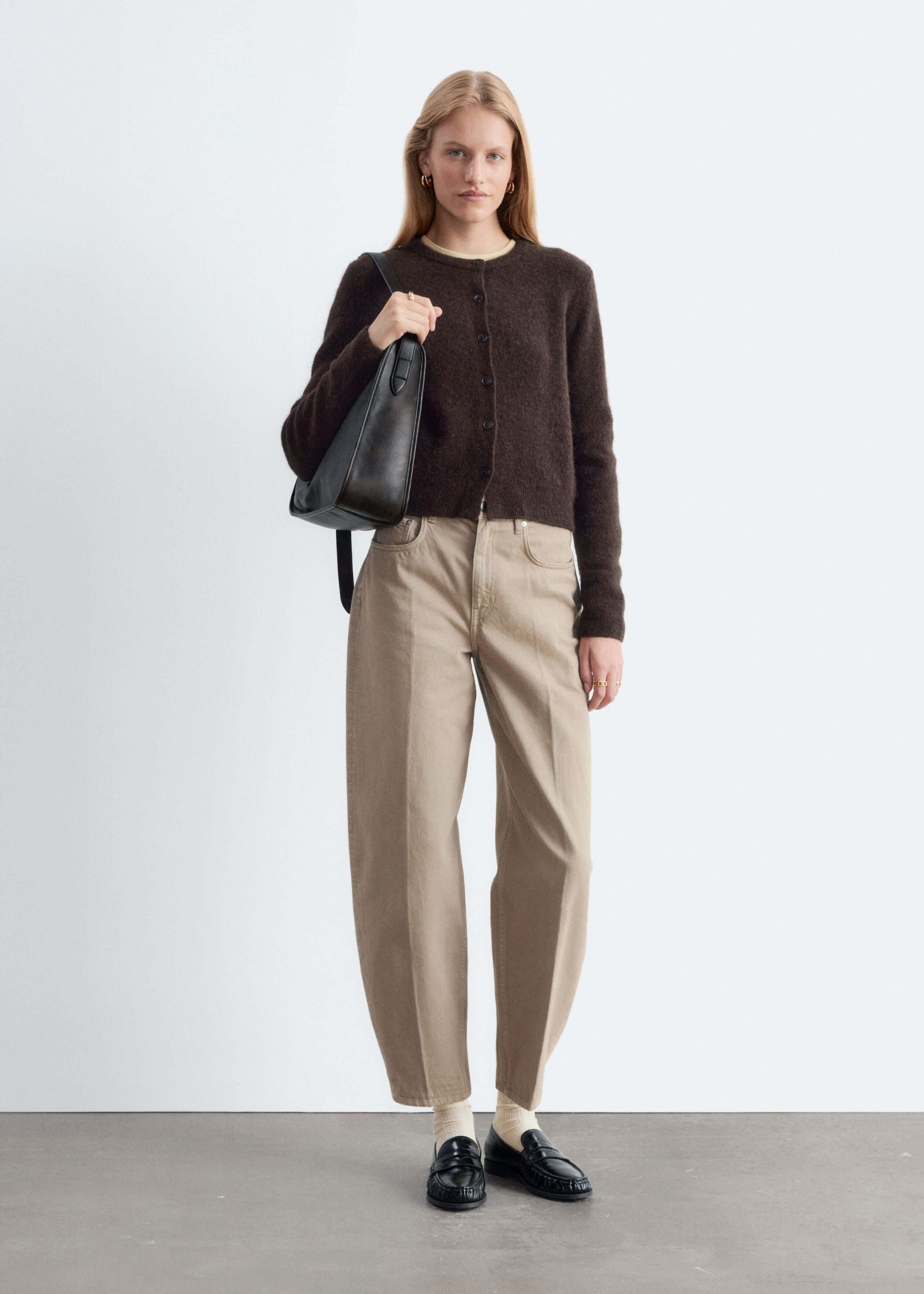 Alpaca-Blend Cardigan - Dark Brown - Still Life