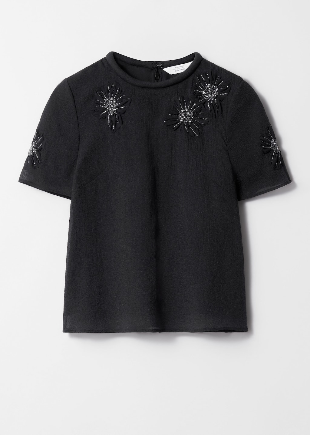 Embellished Floral Top - Black - Still Life