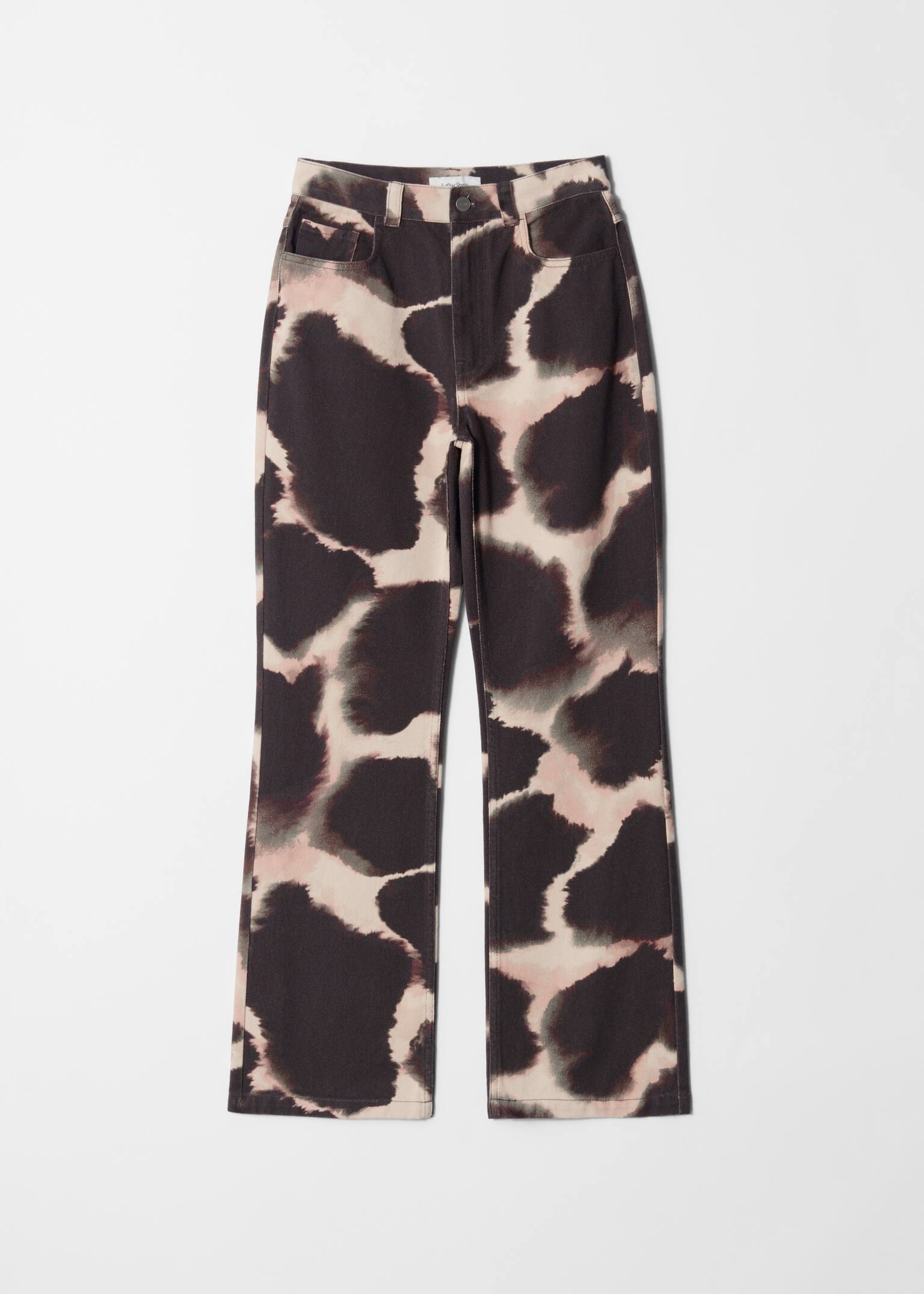 Broek met rechte pijpen - Bruin met print