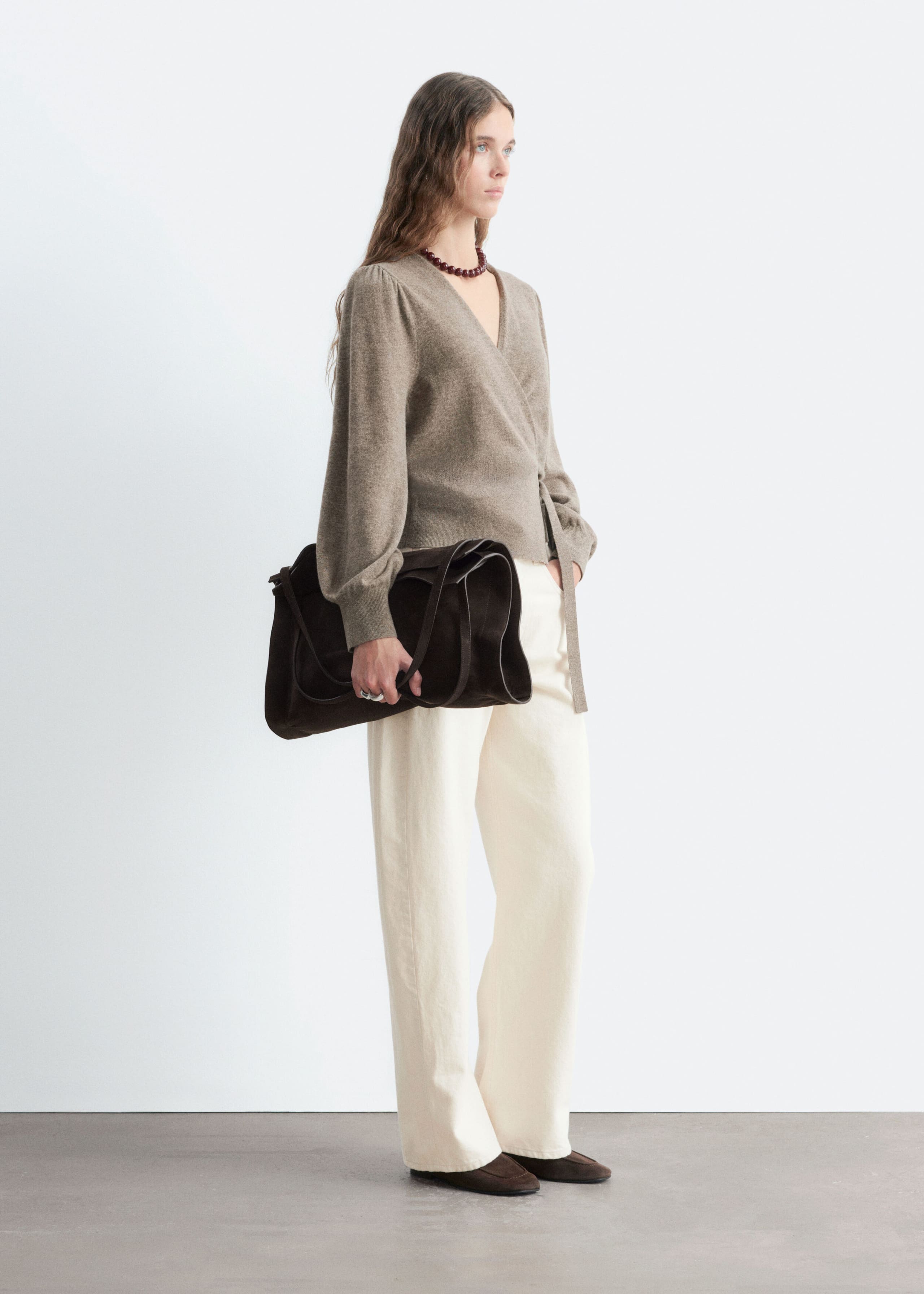 Merino Wrap Cardigan - Blue Melange - Lookbook