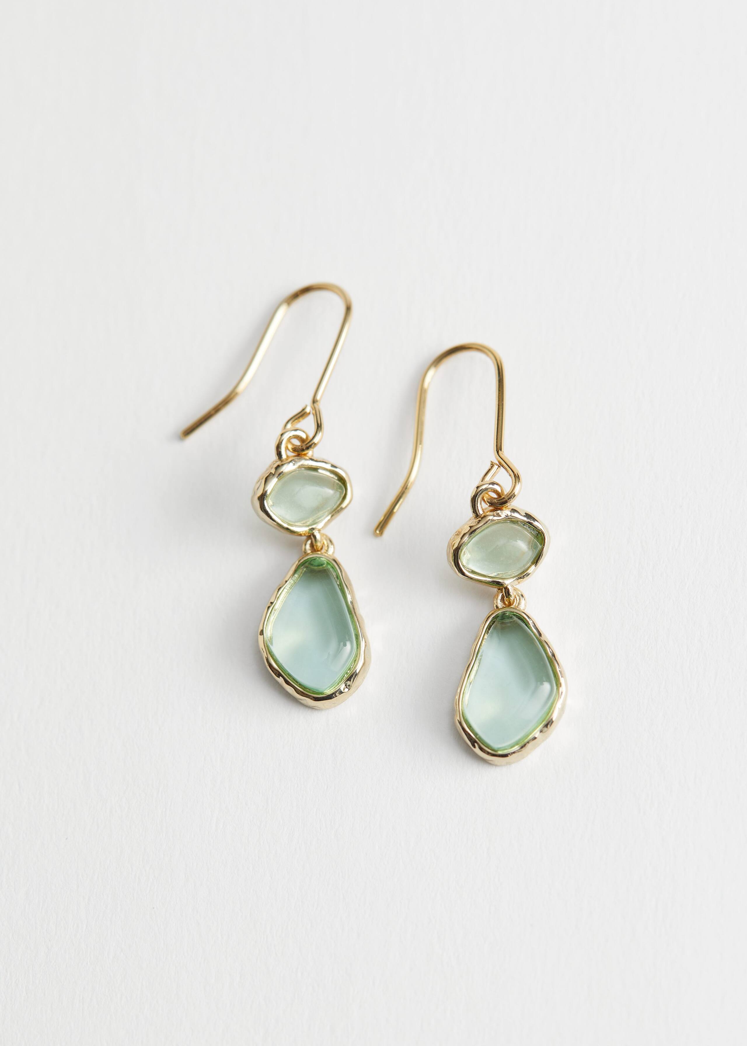 Orecchini con ciondolo e gemme - Blu/Verde - Natura morta