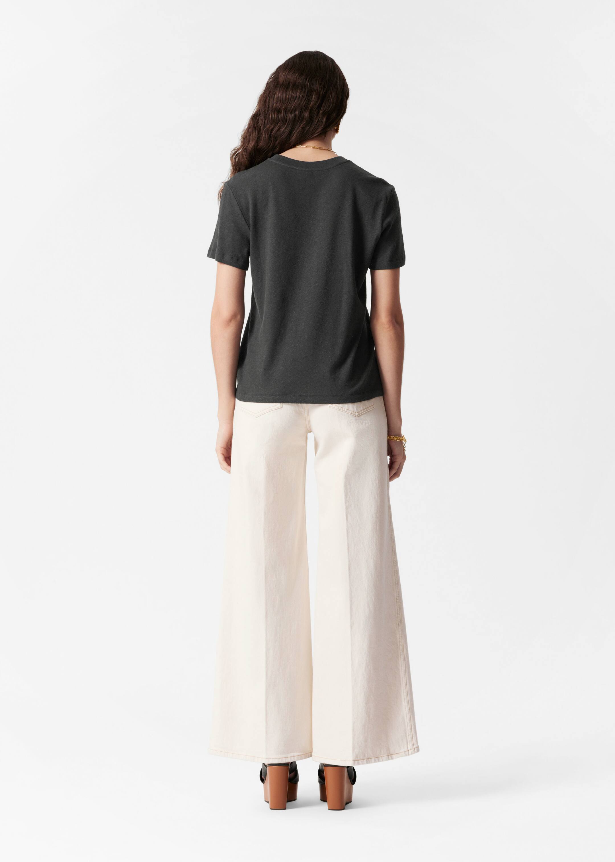 Visualizza immagine più grande: T-shirt in misto lino - Grigio scuro - DONNA | H&M IT 4