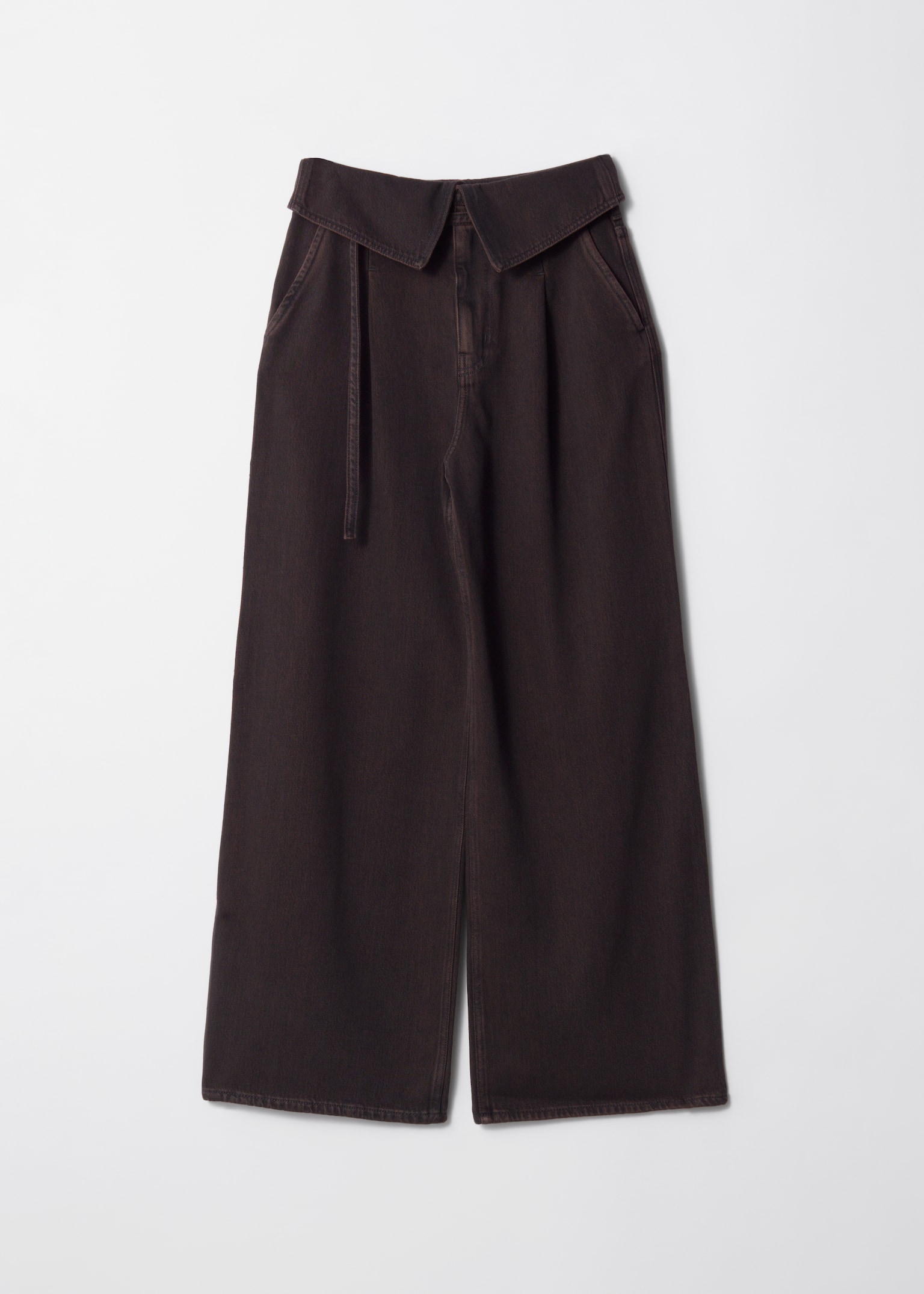 Wide-Leg Paperbag Jeans - Dark brown