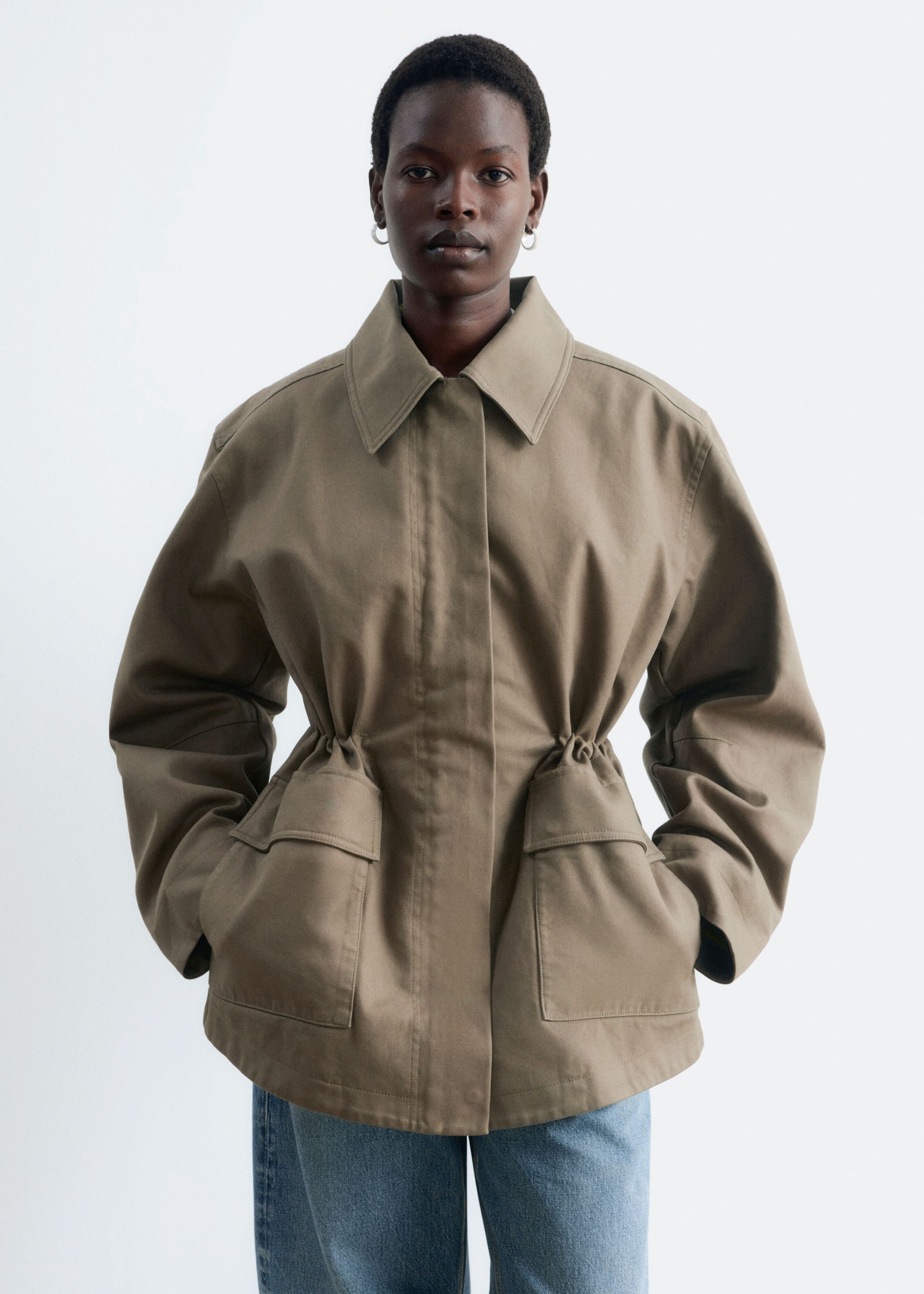 Oversized Drawstring Utility Jacket - Khaki Green - Still Life